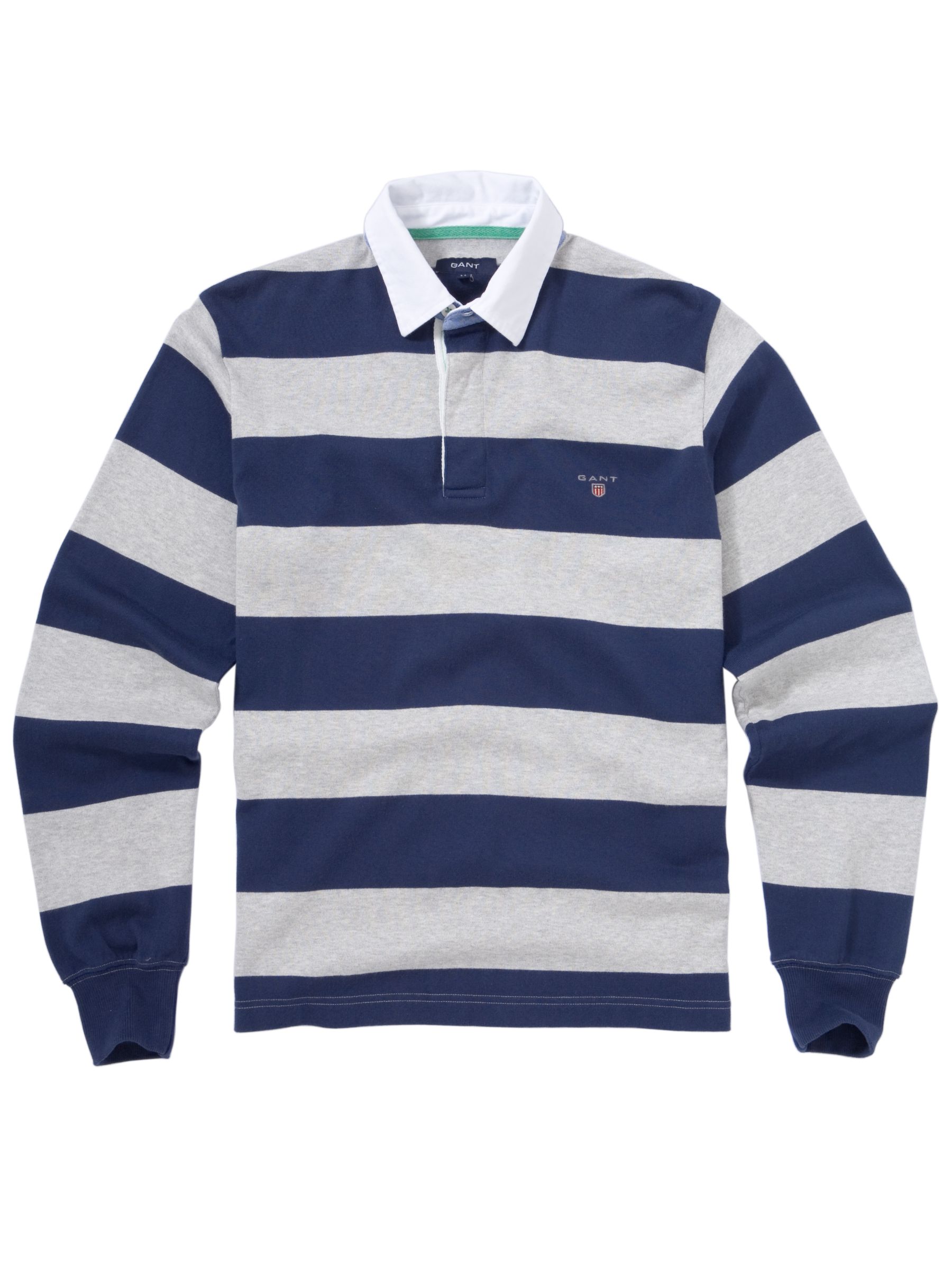 Gant Bar Stripe Heavy Rugby Shirt, Grey Melange