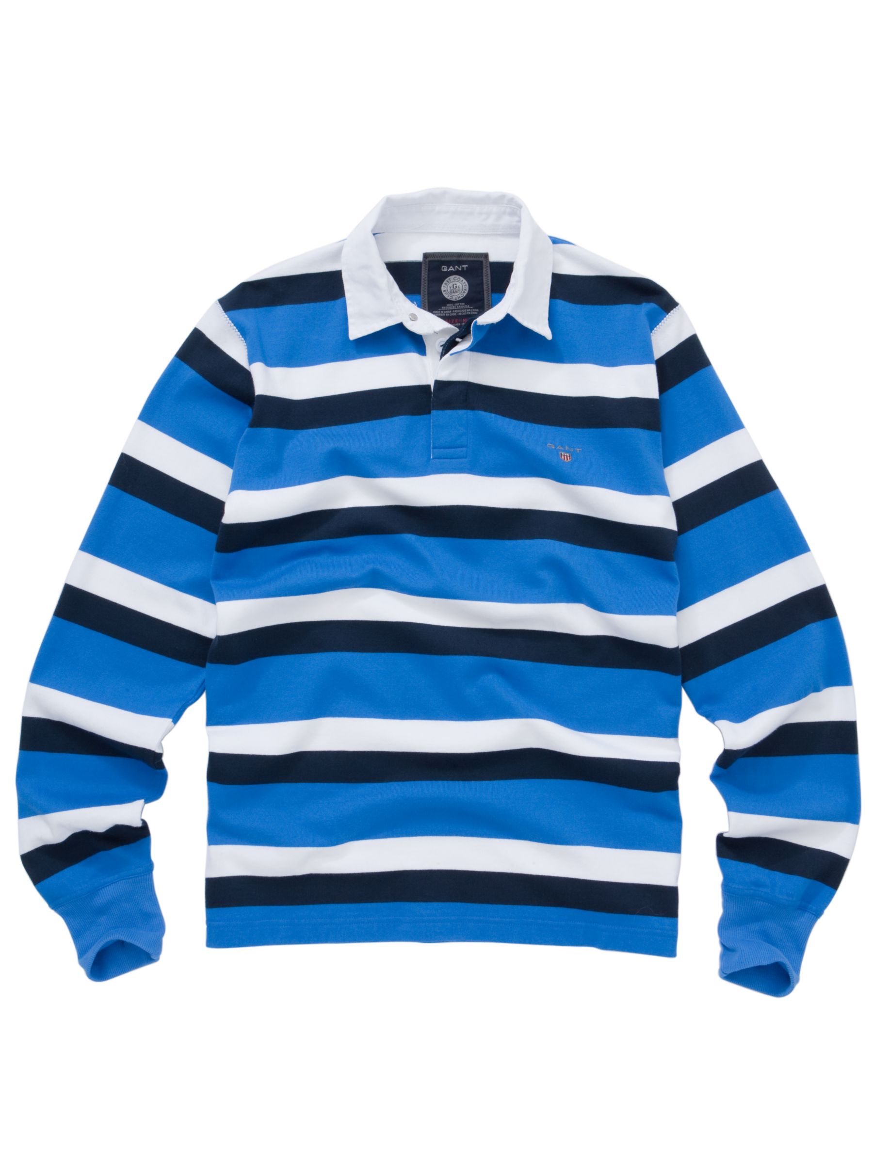 Gant Multi Bar Stripe Rugby Shirt, Iris Blue