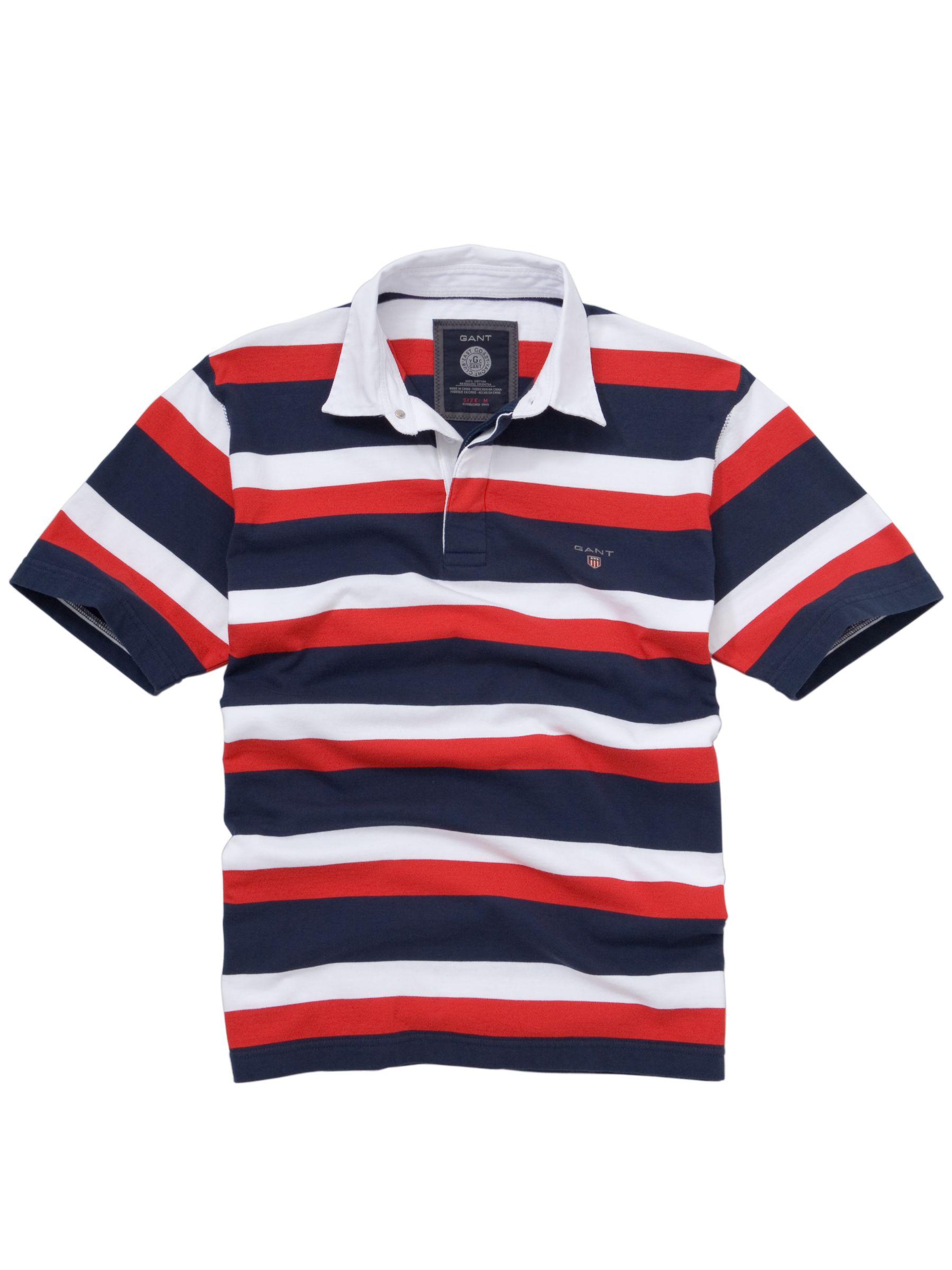 Multi Bar Stripe Rugby Shirt, French Navy/Red