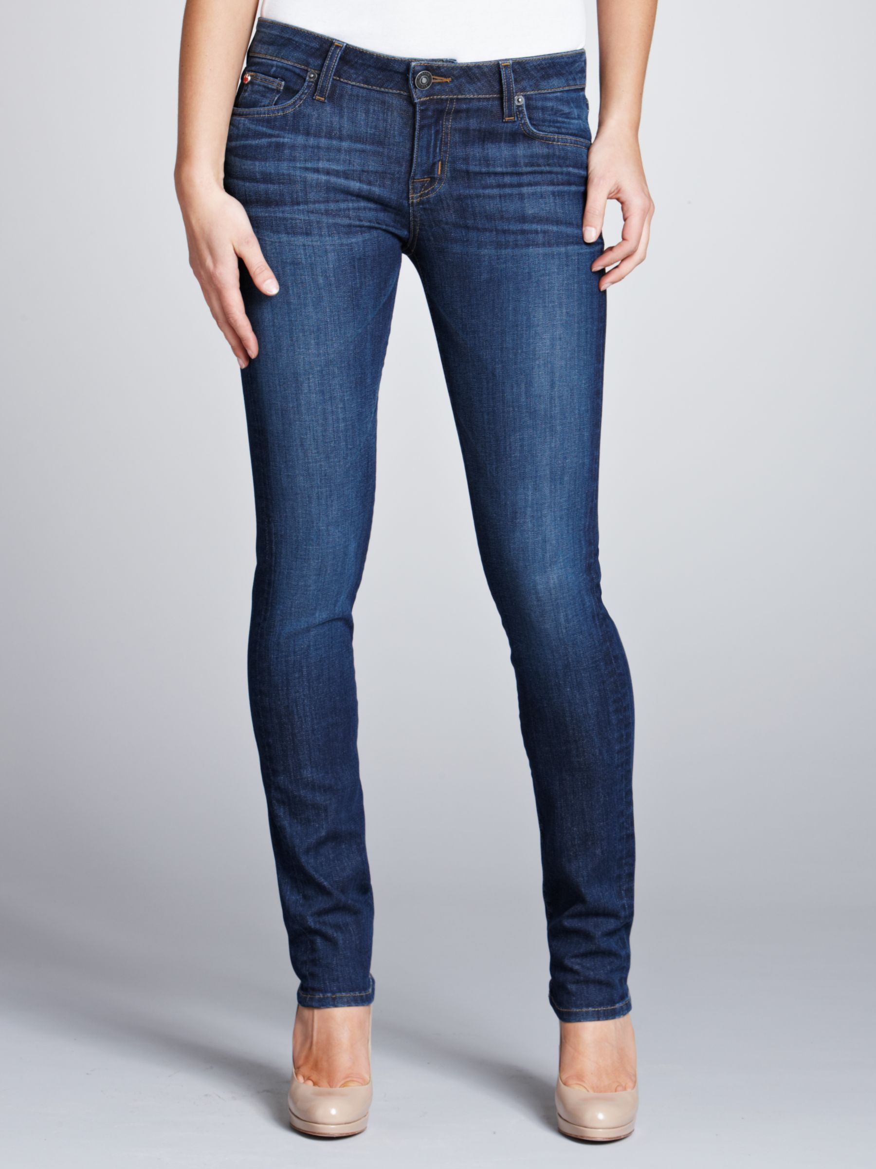 Hudson W437 Mid Rise Skinny Jeans, Blue at John Lewis