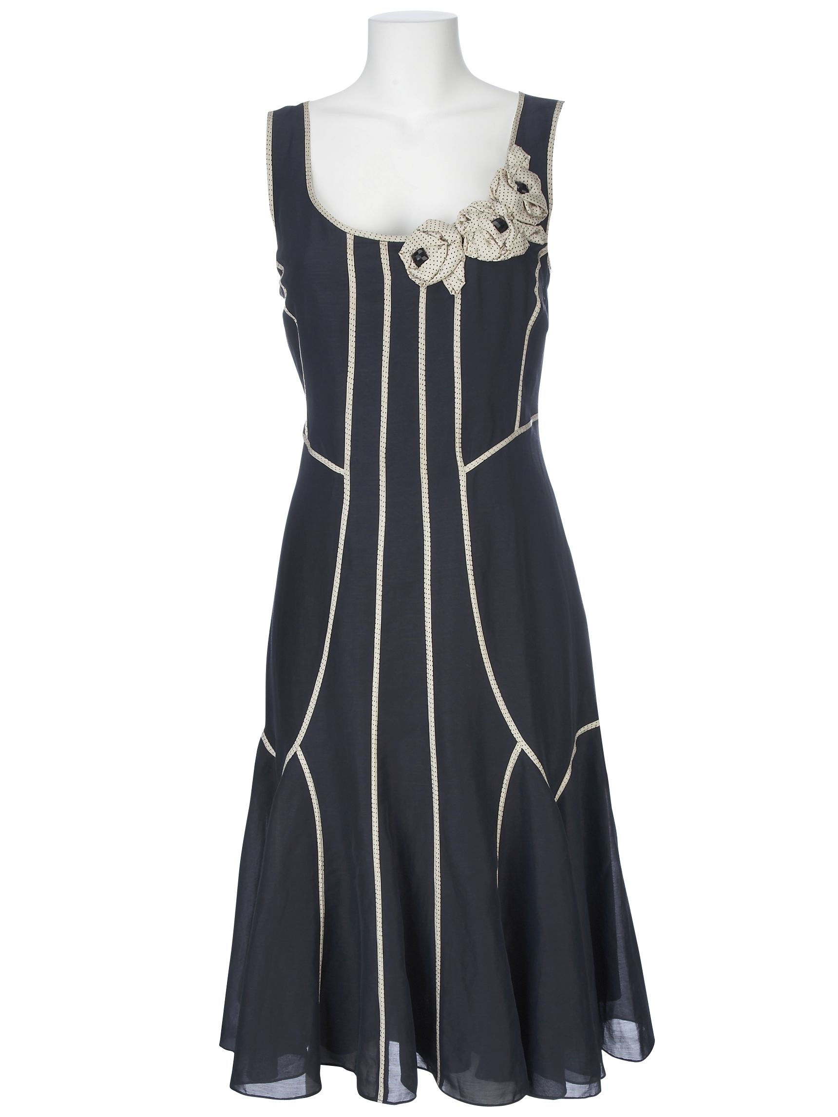Fenn Wright Manson Silk Linen Gauze Dress, Navy/cream at John Lewis