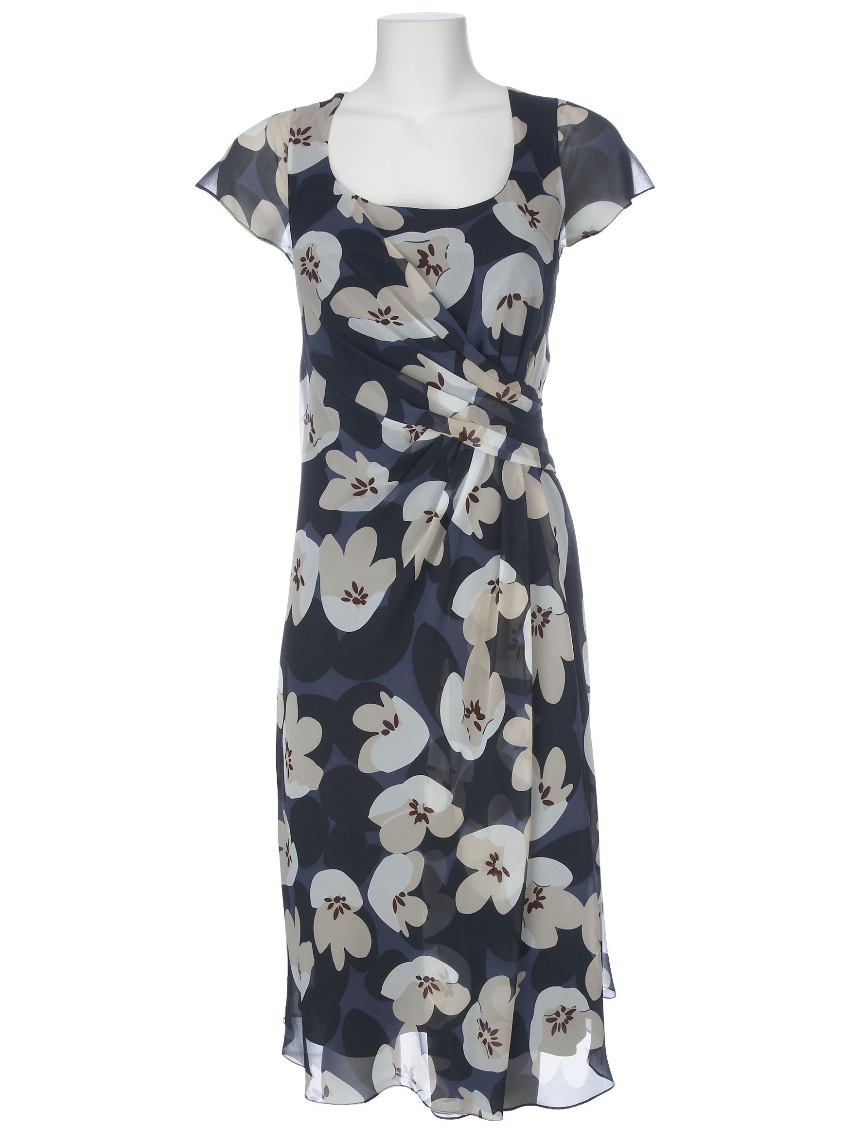 Fenn Wright Manson Silk Chiffon Waterlily Print Dress, Ink at John Lewis