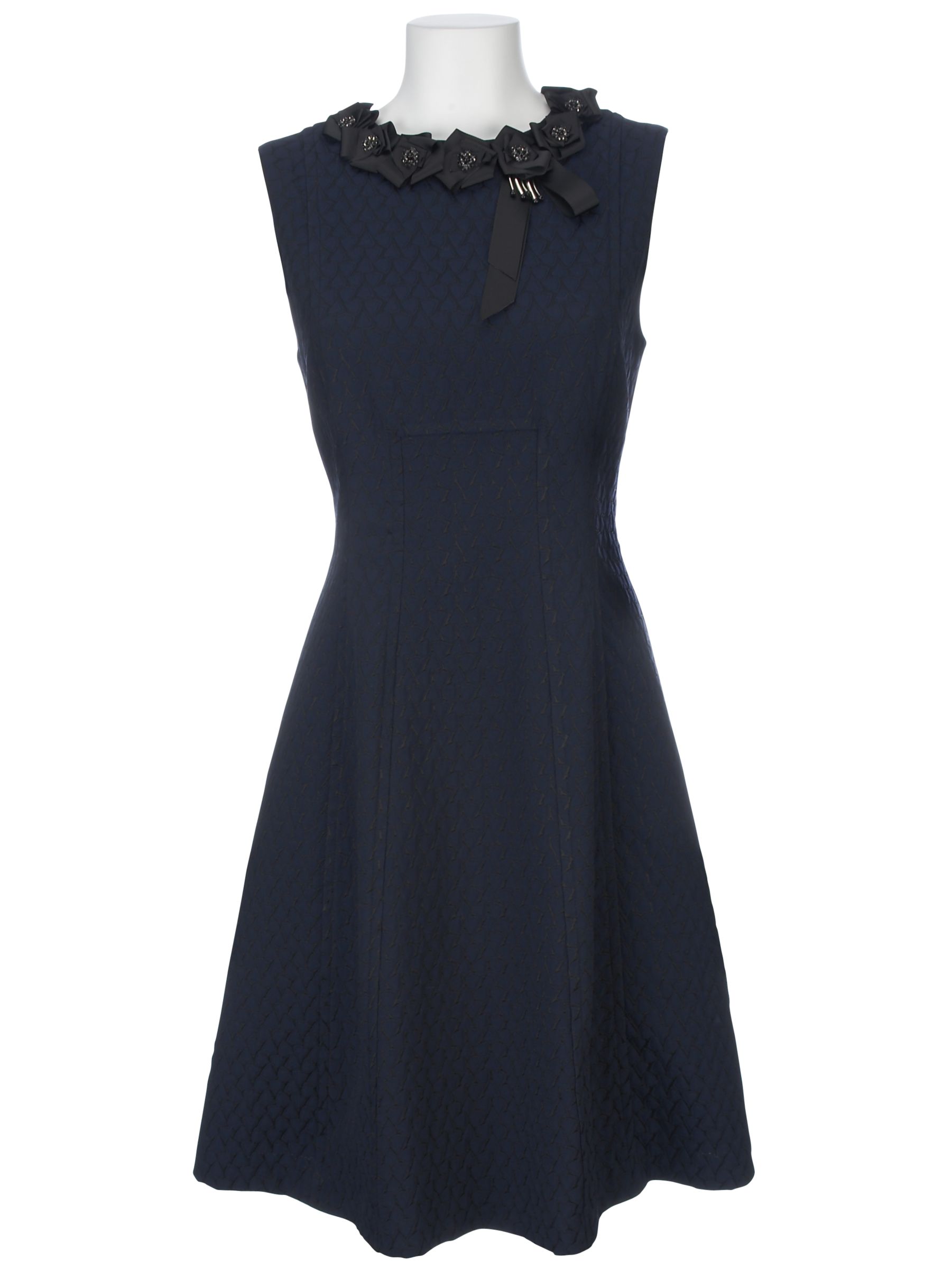FWM Quilted A-Line Dress, Navy at John Lewis