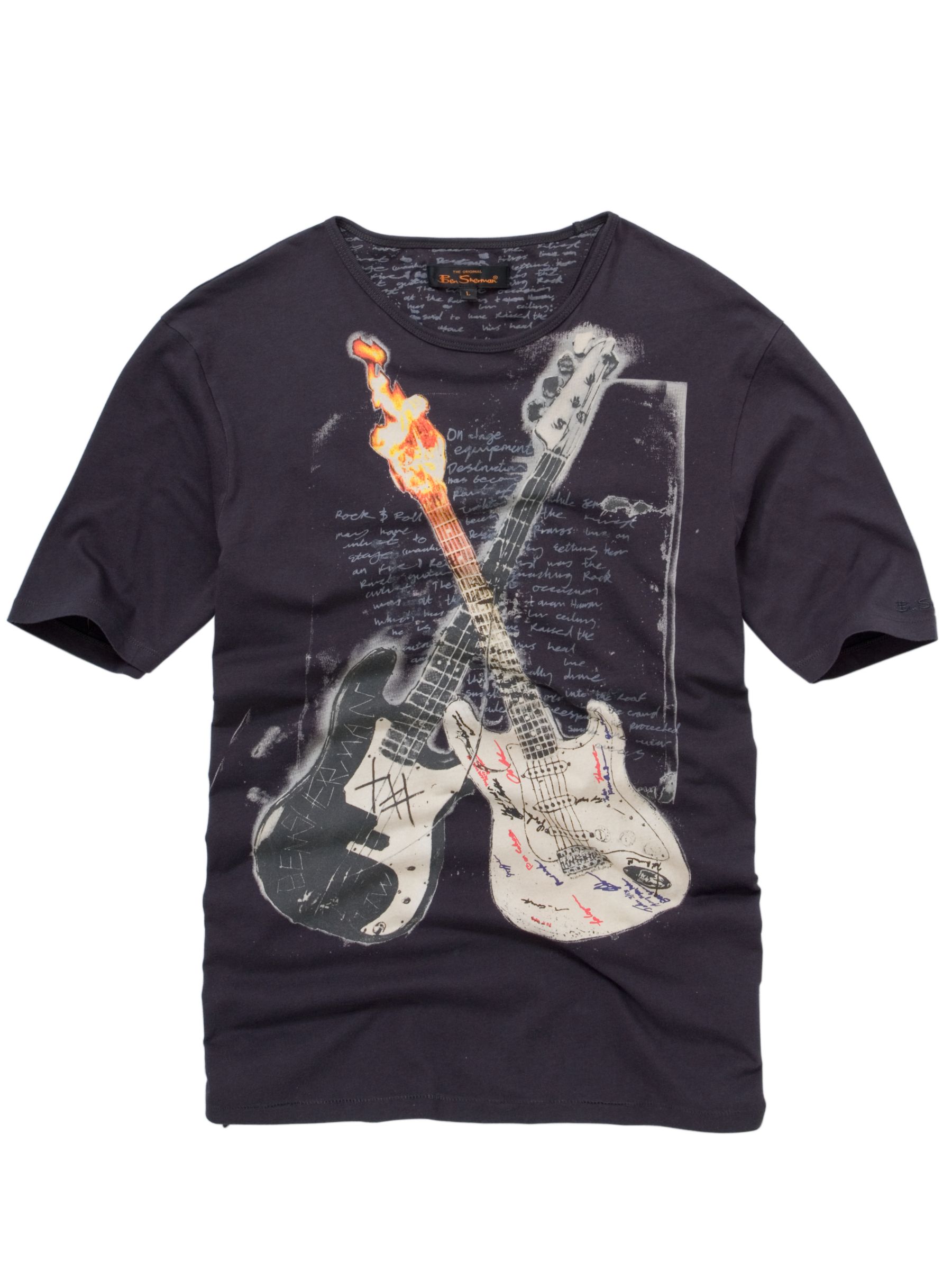 Guitar Print T-Shirt, Grey