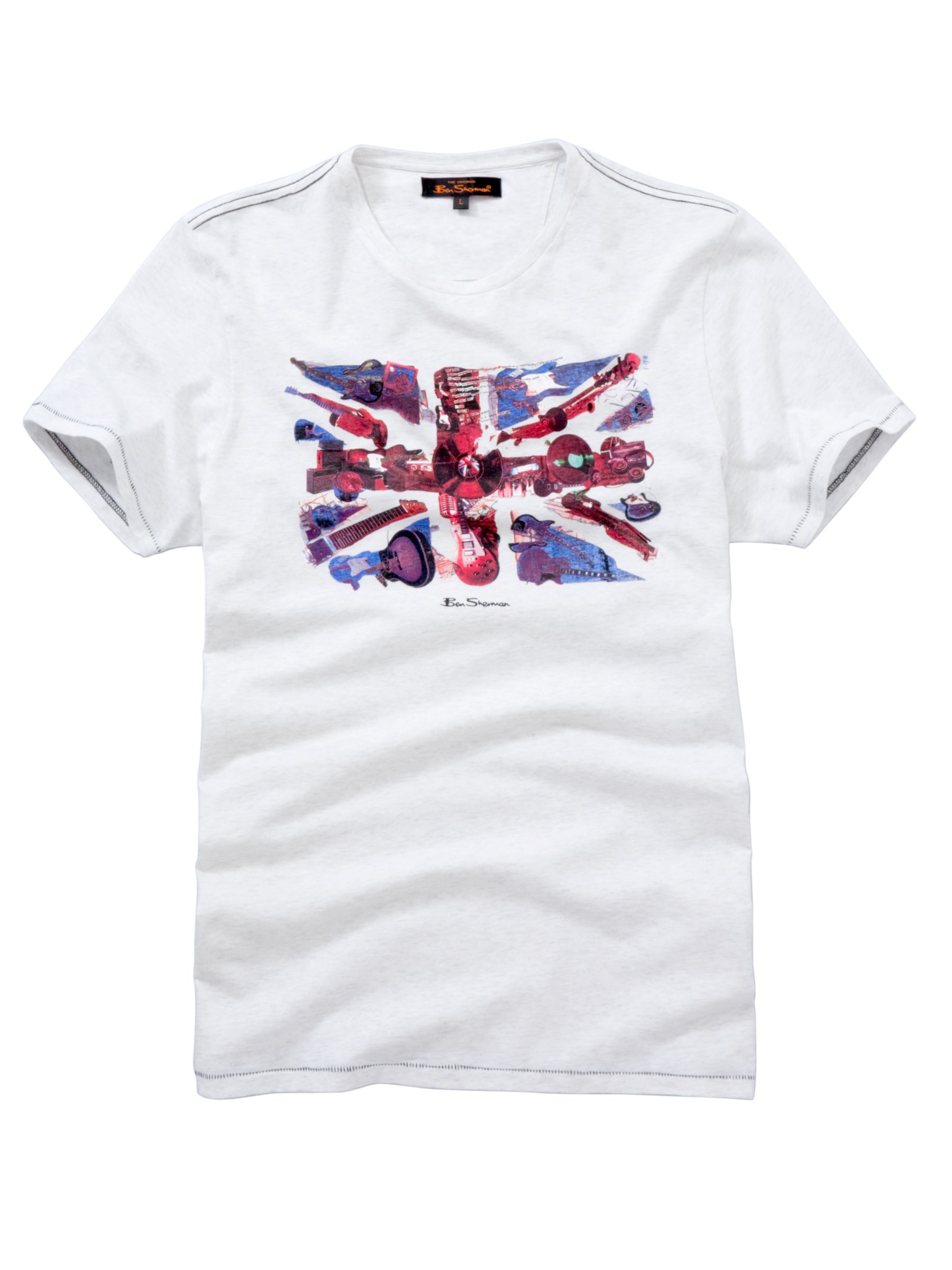 Ben Sherman Union Jack T-Shirt, Cream Marl