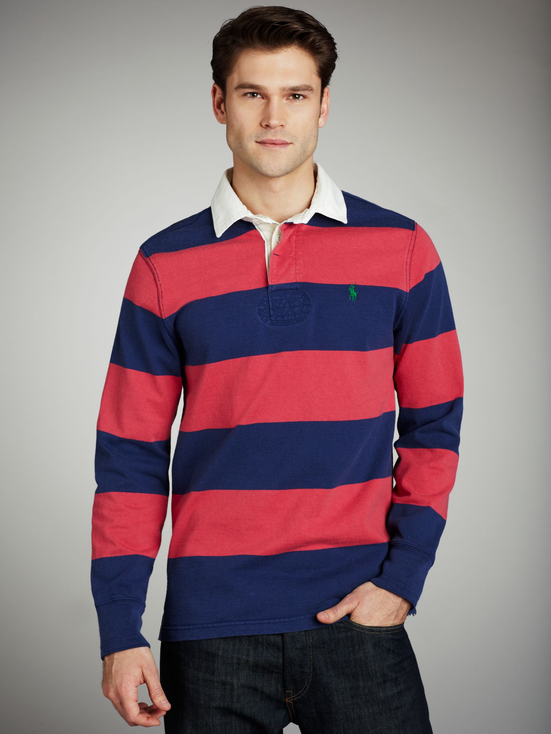 Custom-Fit Rugby Shirt, Red/blue