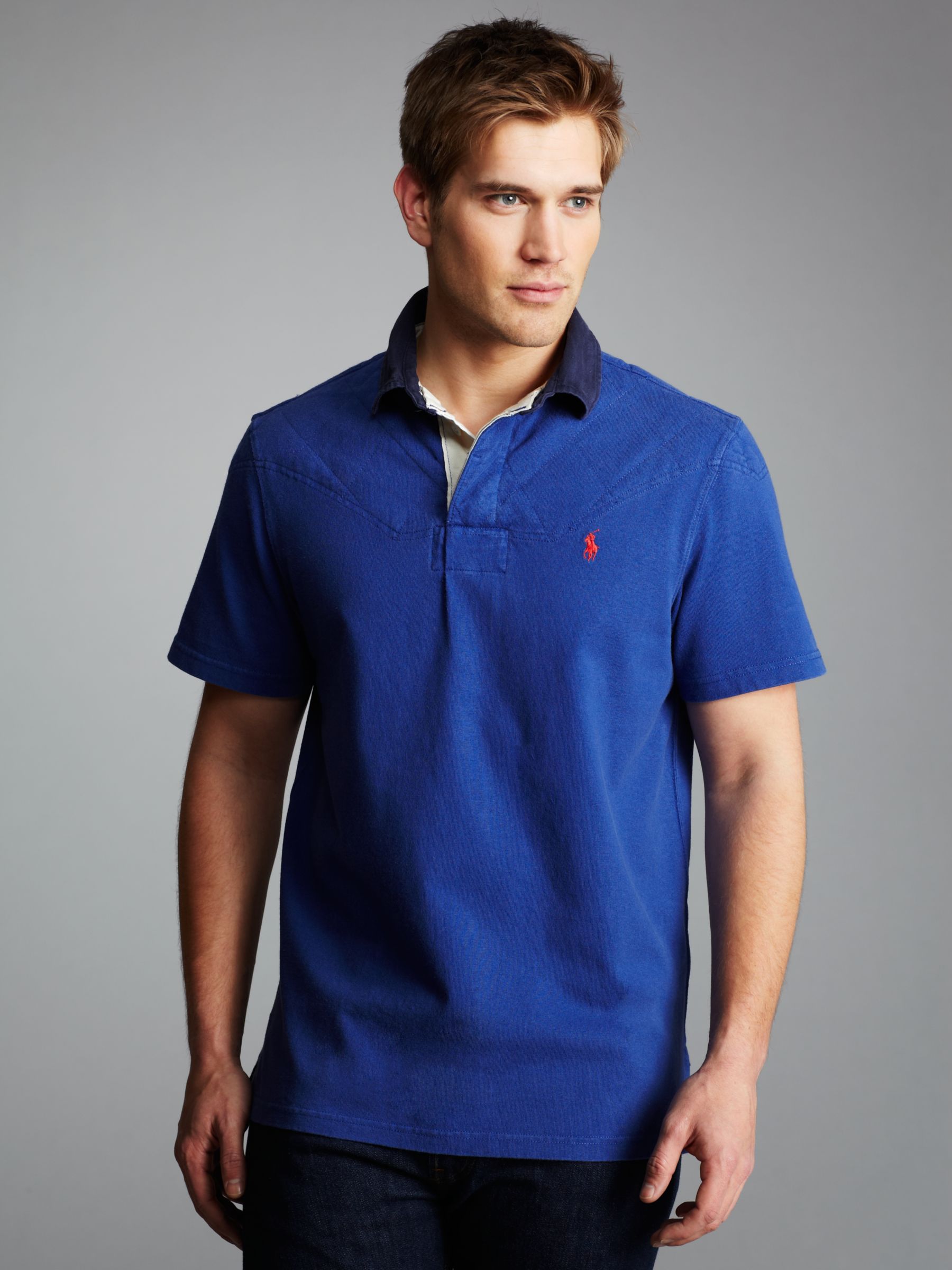 Quilted Rugby Shirt, Marlin Blue