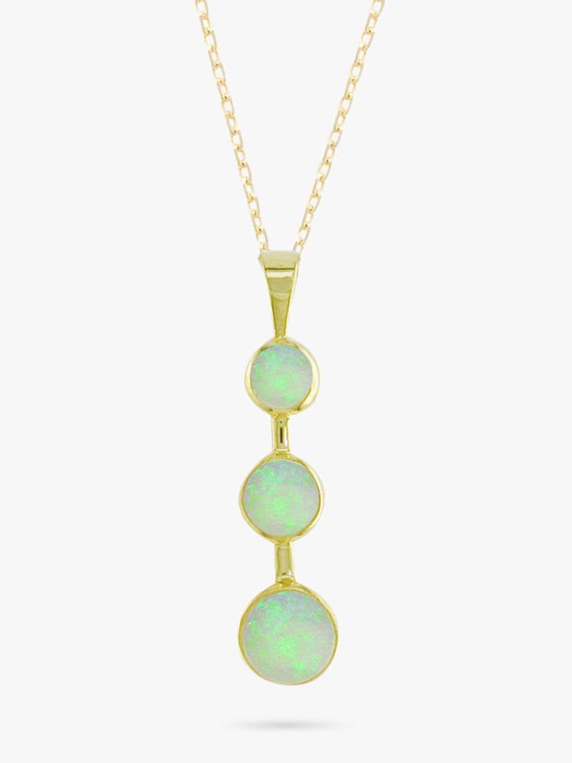 9ct Yellow Gold 3 Stone Opal Drop Pendant Necklace at John Lewis