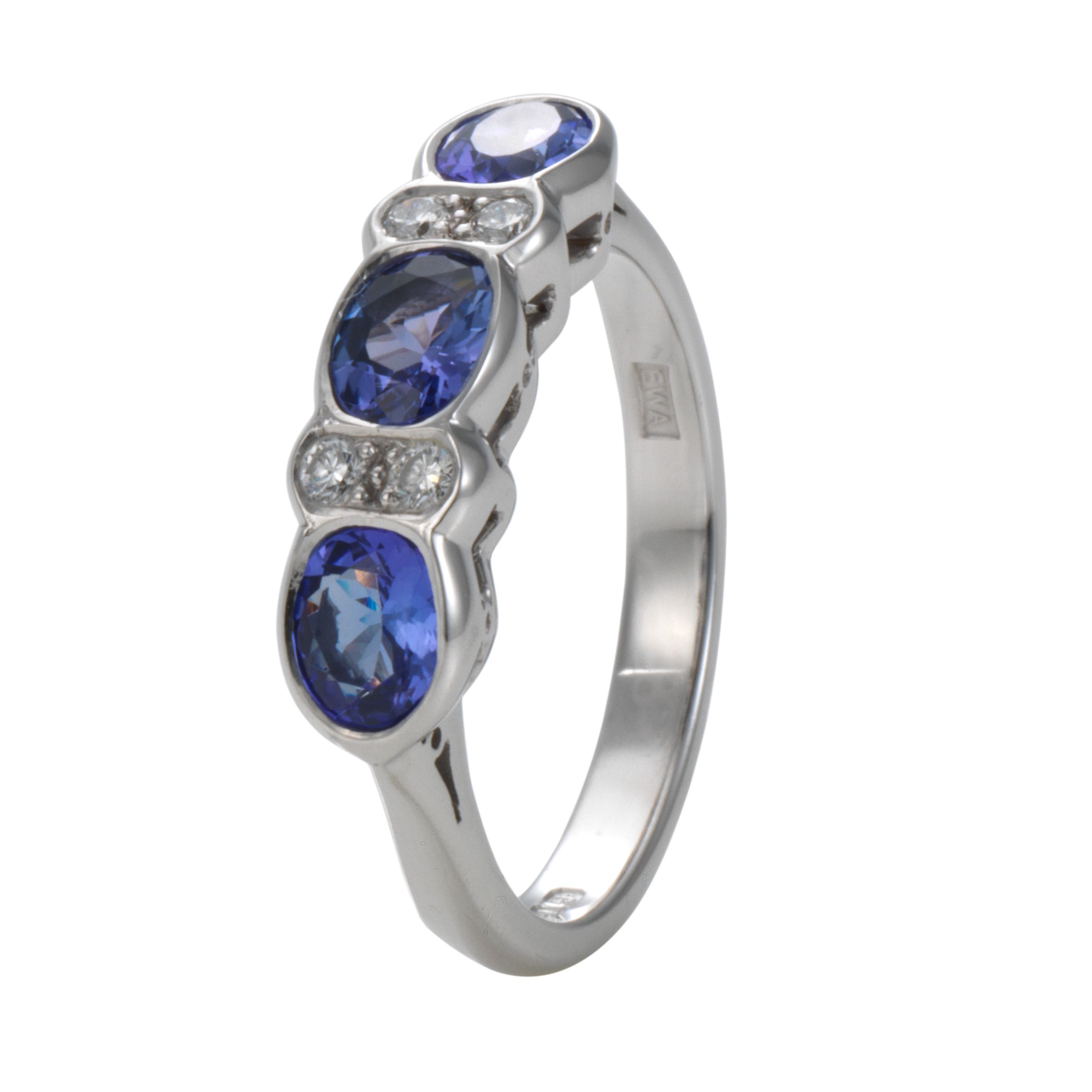 18ct White Gold 7 Stone Diamond/Tanzanite Ring at JohnLewis