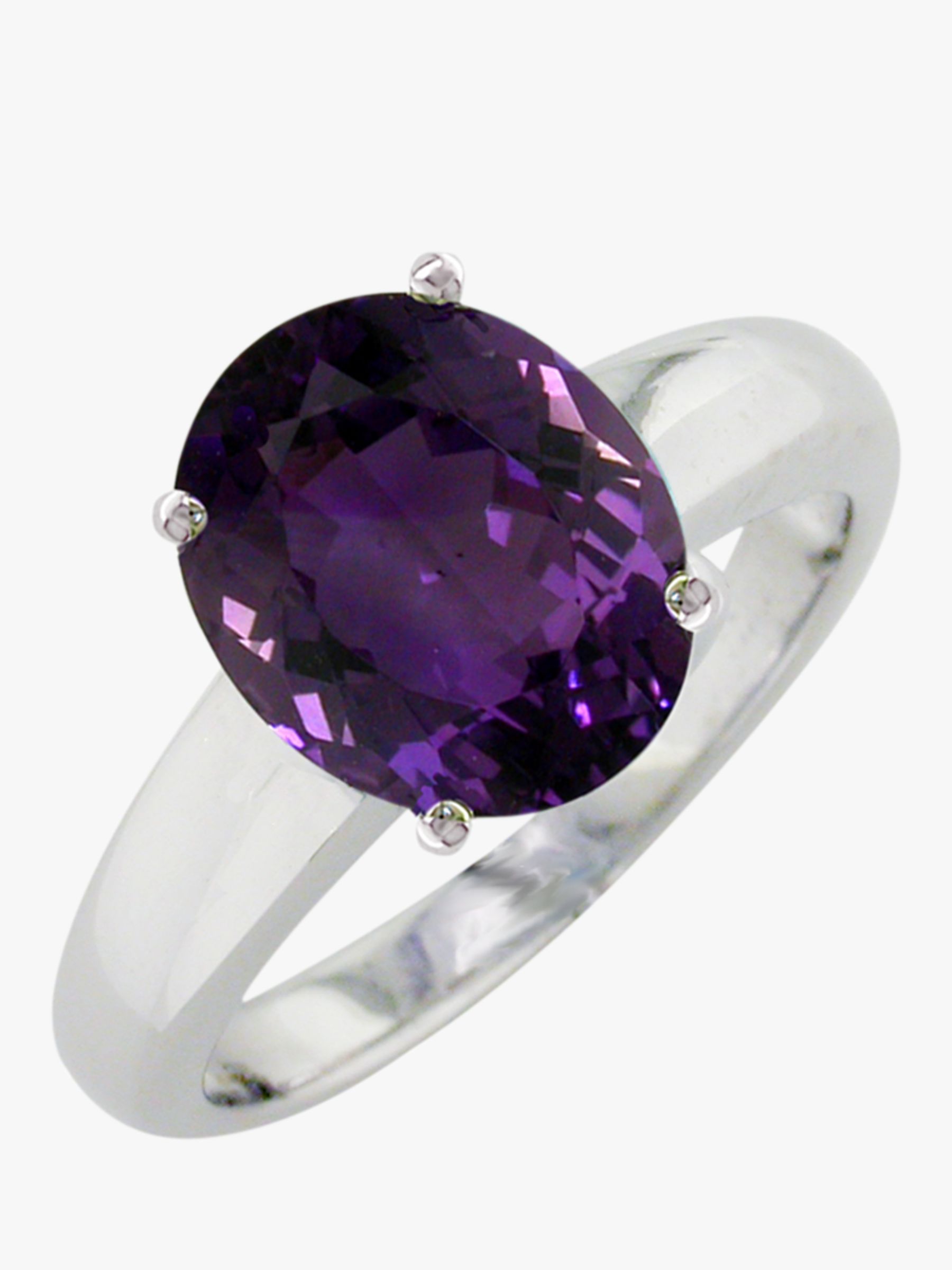 9ct White Gold Large Amethyst Ring