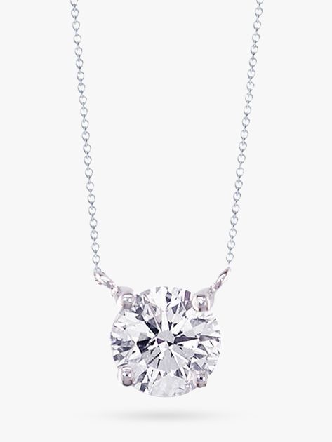 18ct White Gold Diamond Solitaire Pendant Necklace at John Lewis