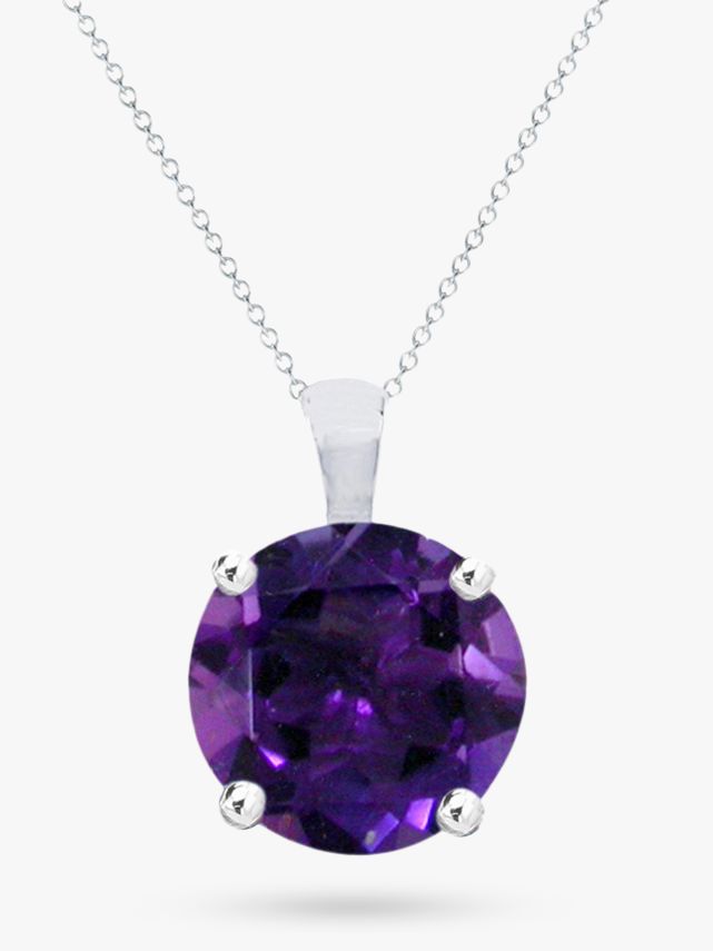 9ct White Gold Brilliant Cut Amethyst Pendant Necklace at John Lewis