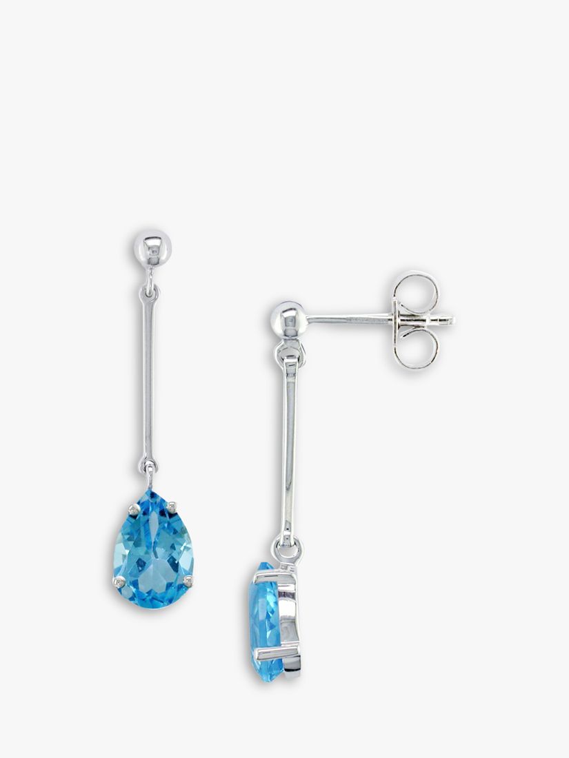 9ct White Gold Long Drop Blue Topaz Drop Earrings at John Lewis