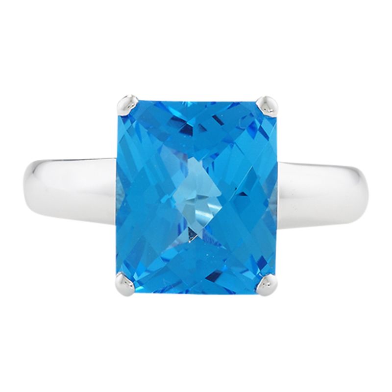 9ct White Gold Cushion Blue Topaz Ring at JohnLewis