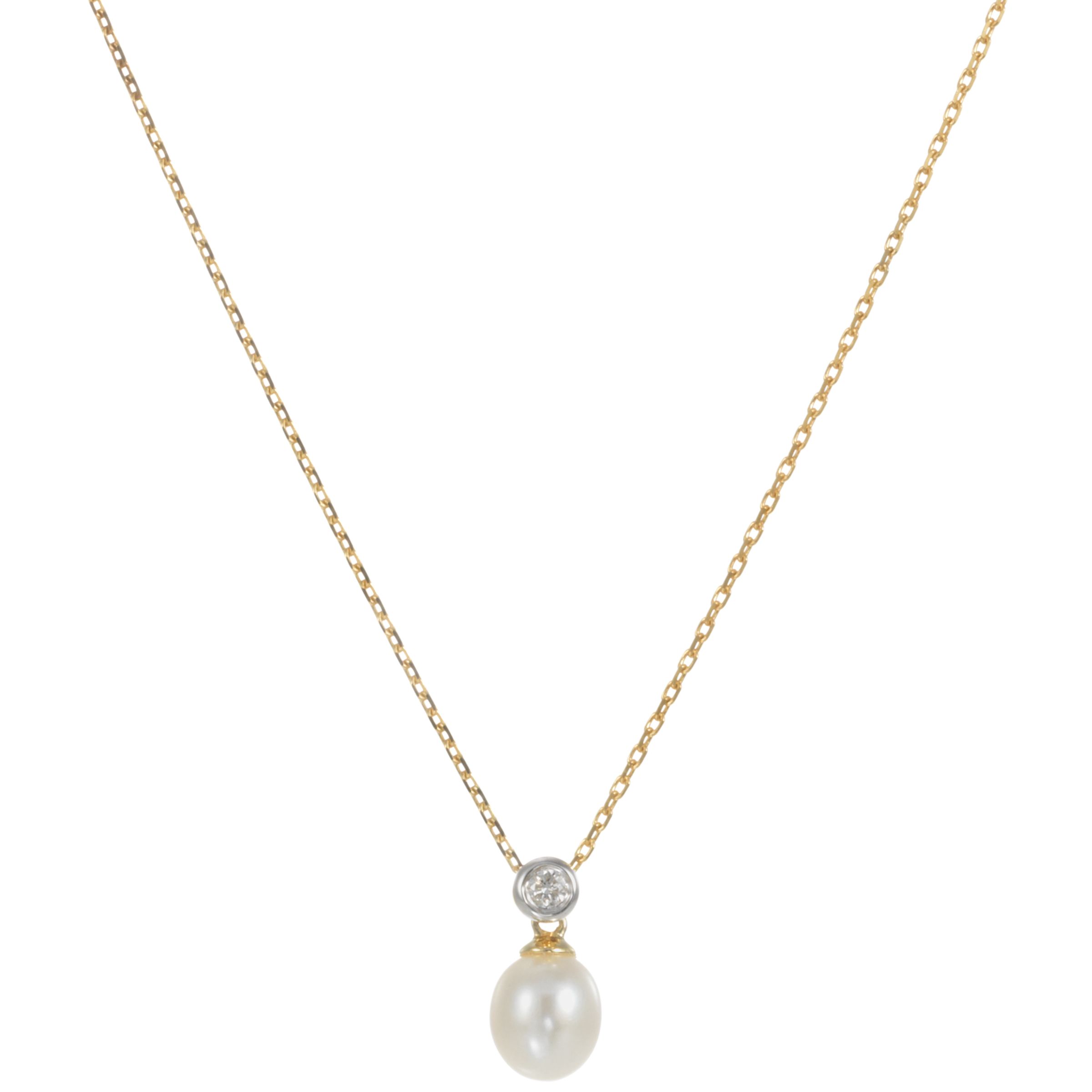 John Lewis 9ct Yellow Gold Diamond/Cultured White