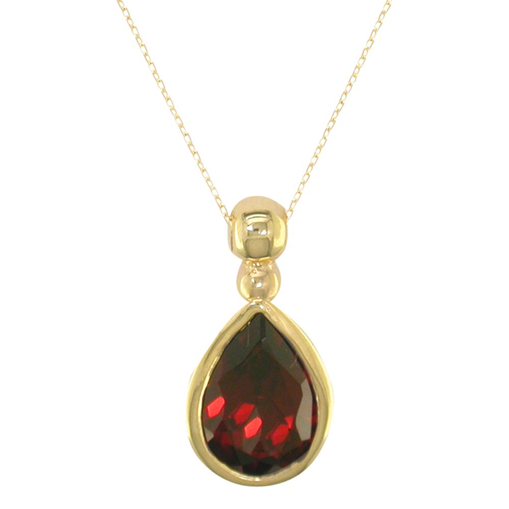 John Lewis 9ct Yellow Gold Bead Garnet Pendant Necklace