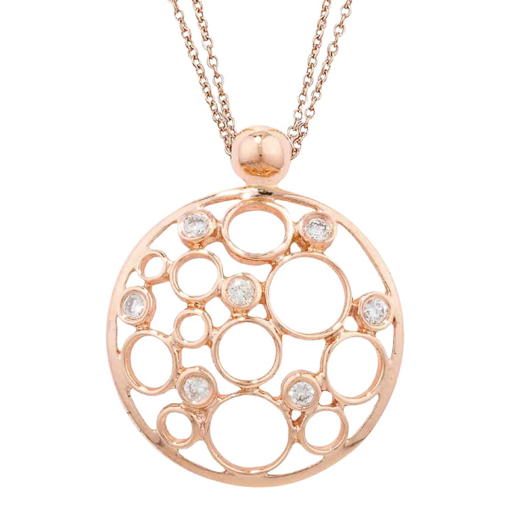 London Road 9ct Rose Gold Diamond Bubble Pendant Necklace at John Lewis