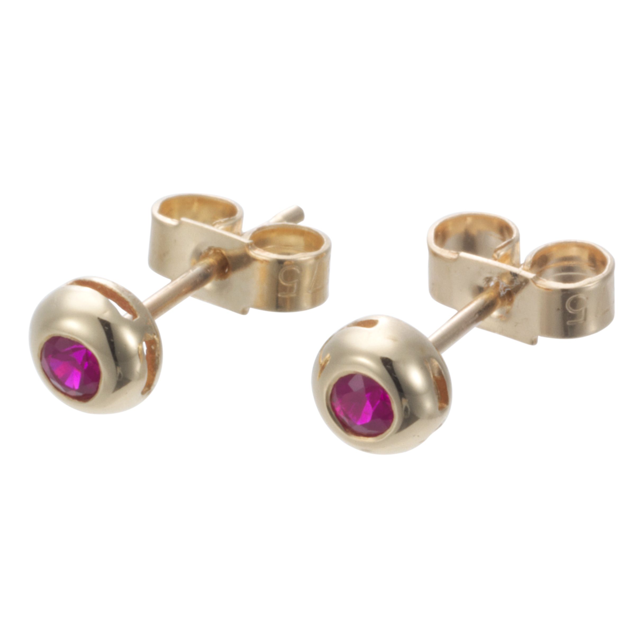 John Lewis 9ct Yellow Gold Ruby Stud Earrings