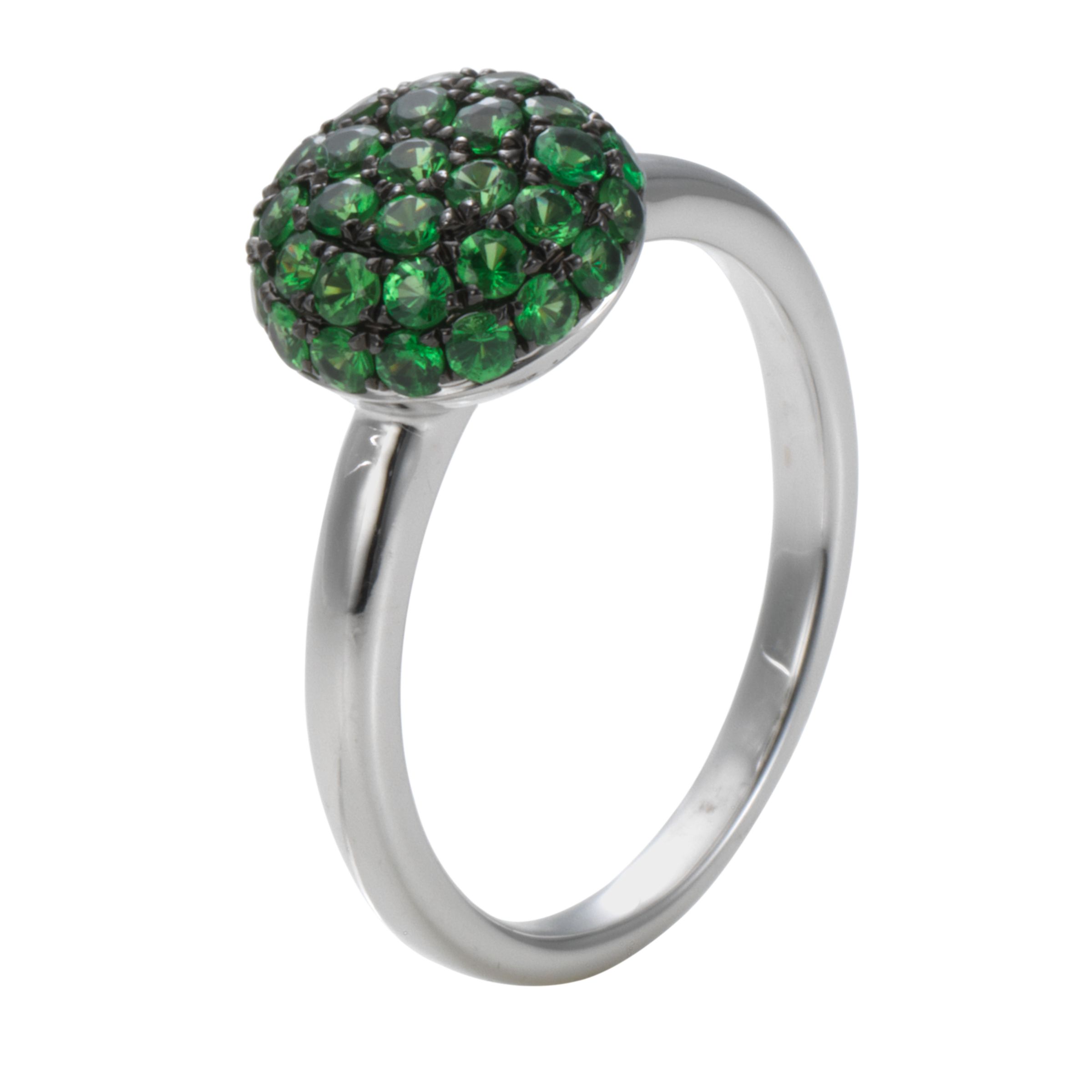 London Road 9ct White Gold Tsavorite Burlington Ball Ring at JohnLewis