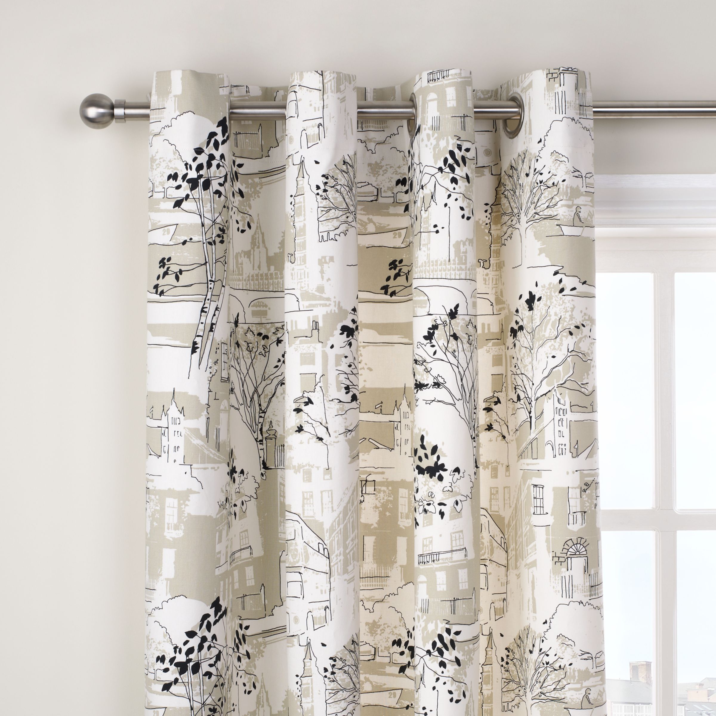 Brompton Road Linen Eyelet Curtains,