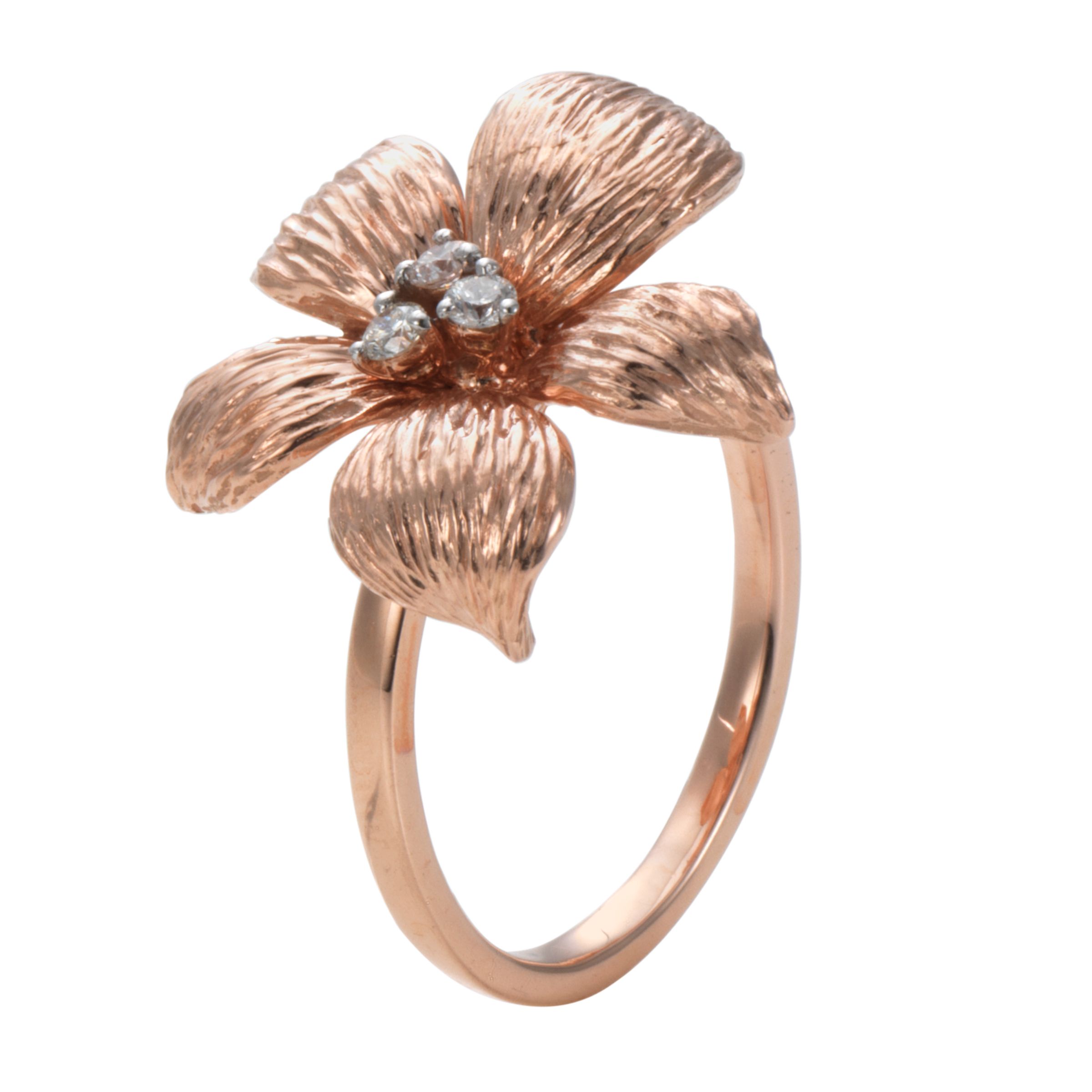 London Road 9ct Rose Gold Diamond Lily Ring at JohnLewis