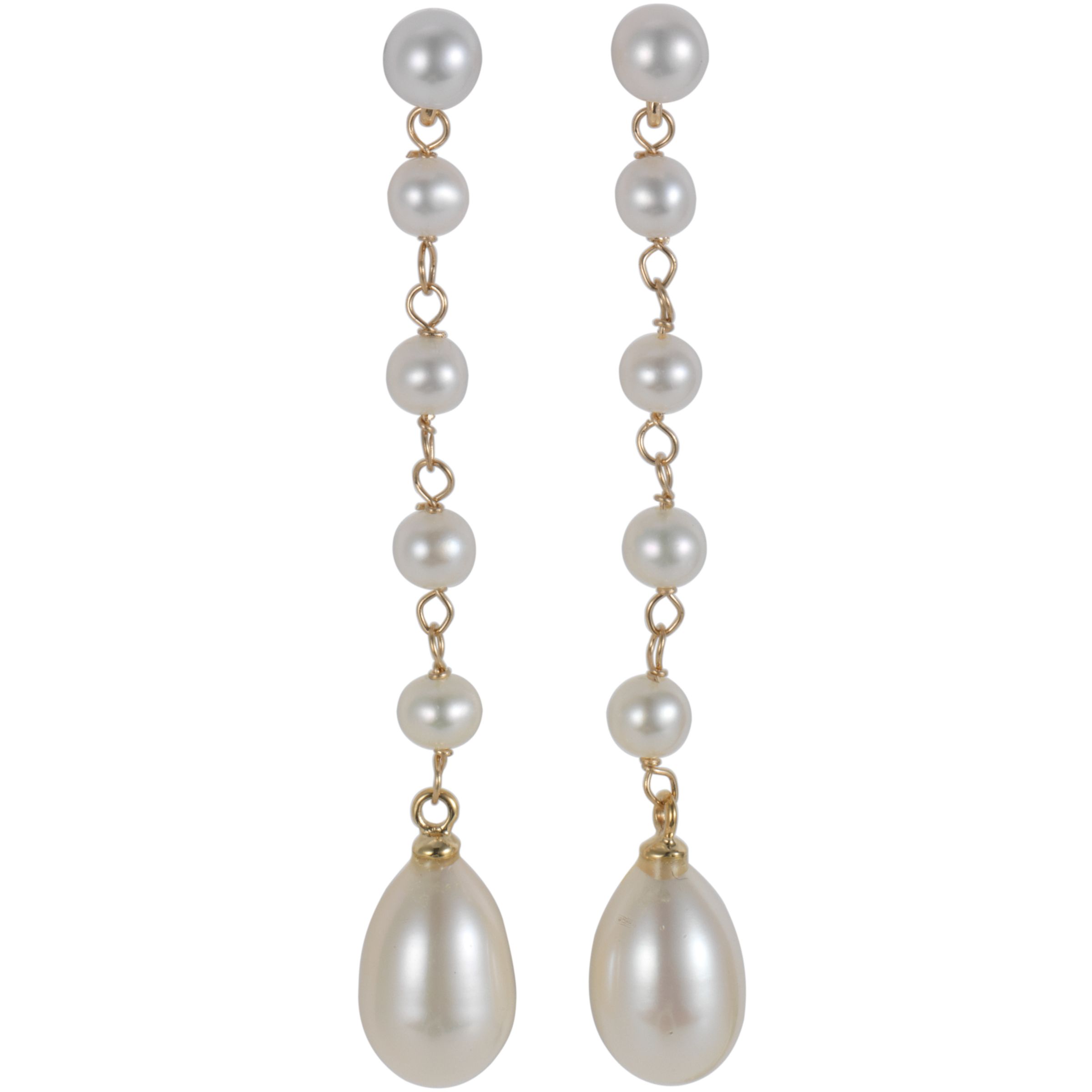 London Road 9ct Yellow Gold White Cultured Fresh Water Pearl Earrings at John Lewis