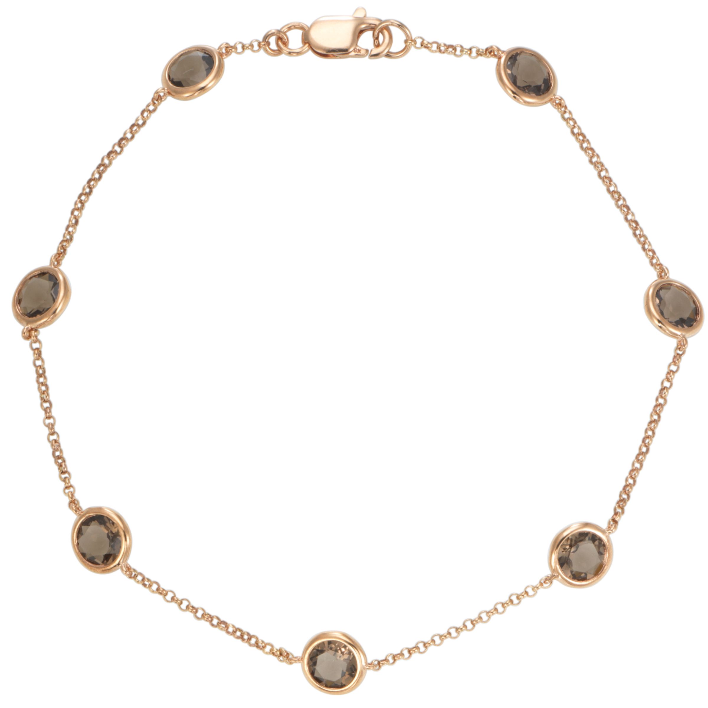 London Road 9ct Rose Gold Raindrop Smokey Quartz Bracelet at John Lewis