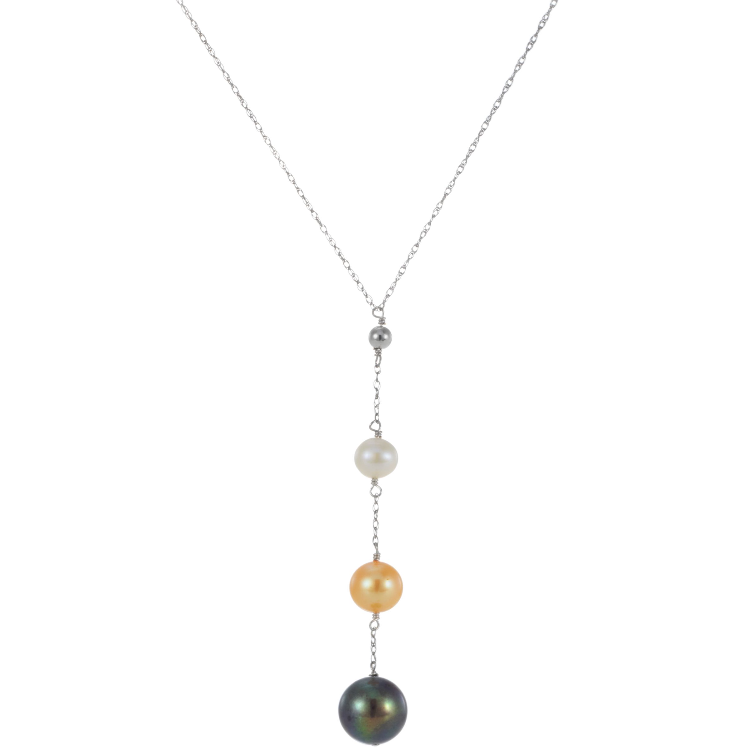 9ct White Gold and Multi Coloured Freshwater Pearl Drop Pendant Necklace at John Lewis