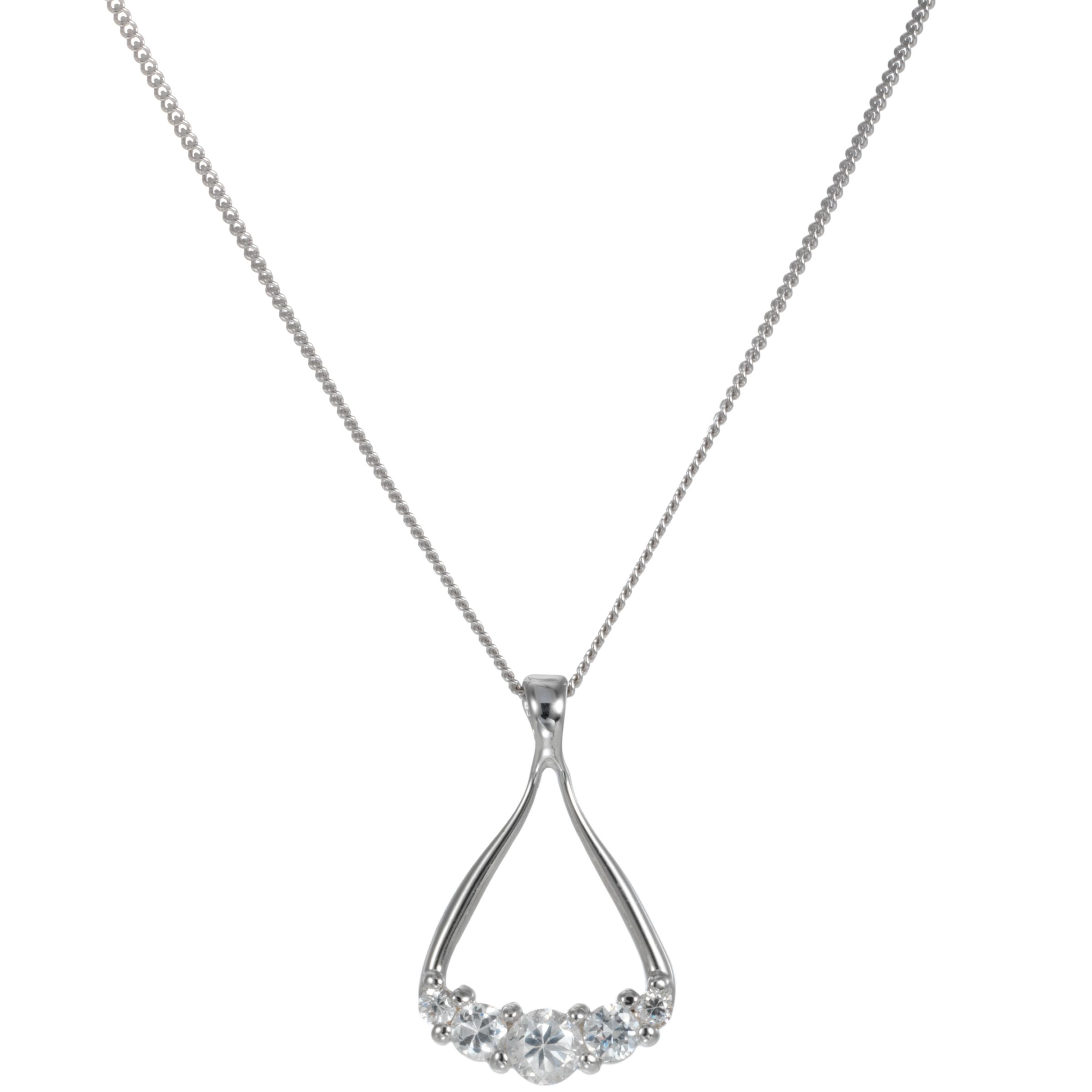 9ct White Gold "Horseshoe" Cubic Zirconia Pendant Necklace at John Lewis