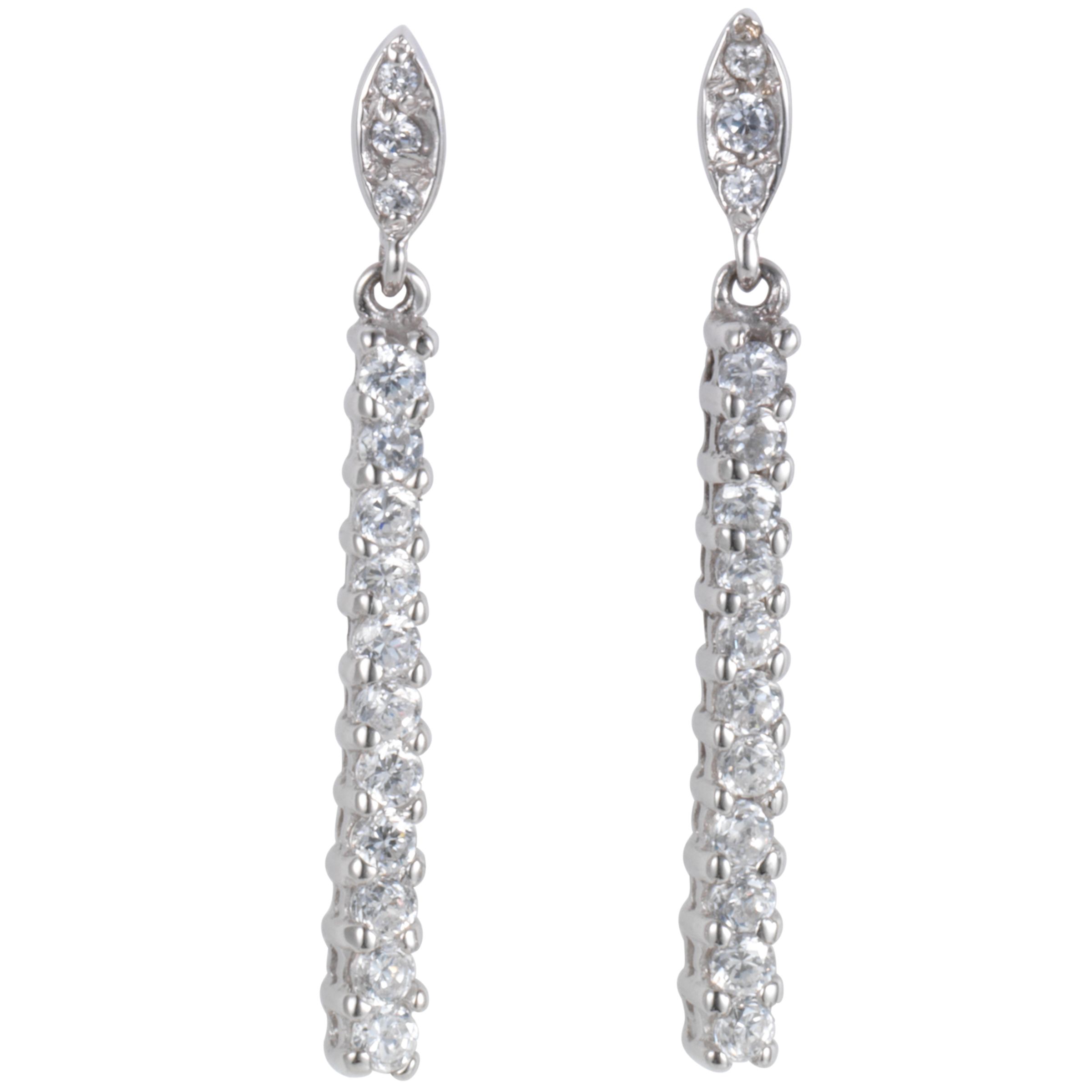 9ct White Gold Cubic Zirconia Bar Drop Earrings at JohnLewis