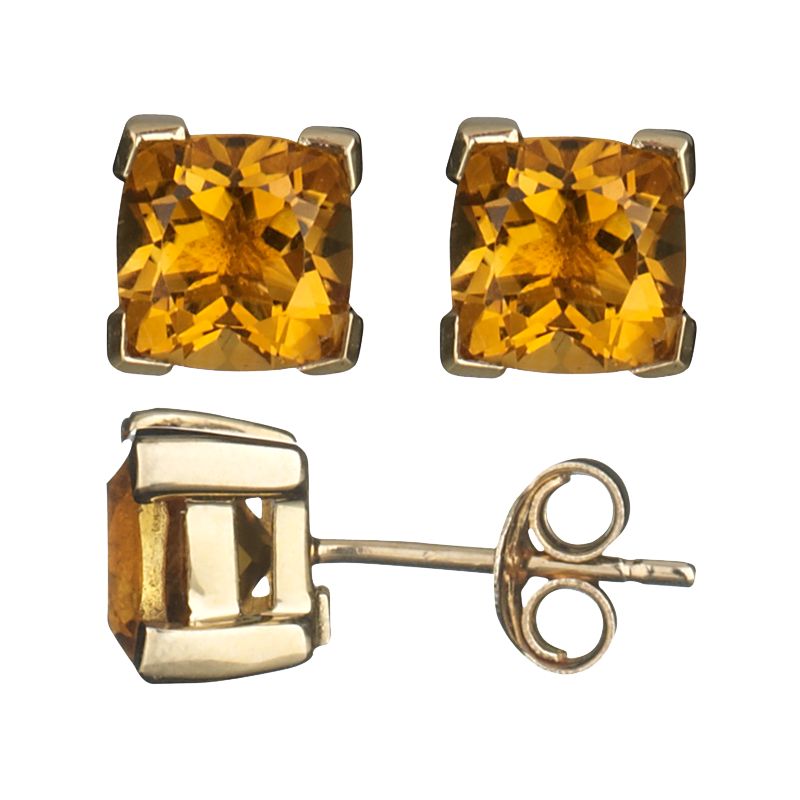 9ct Yellow Gold Cushion Cut Citrine Stud Earrings at John Lewis