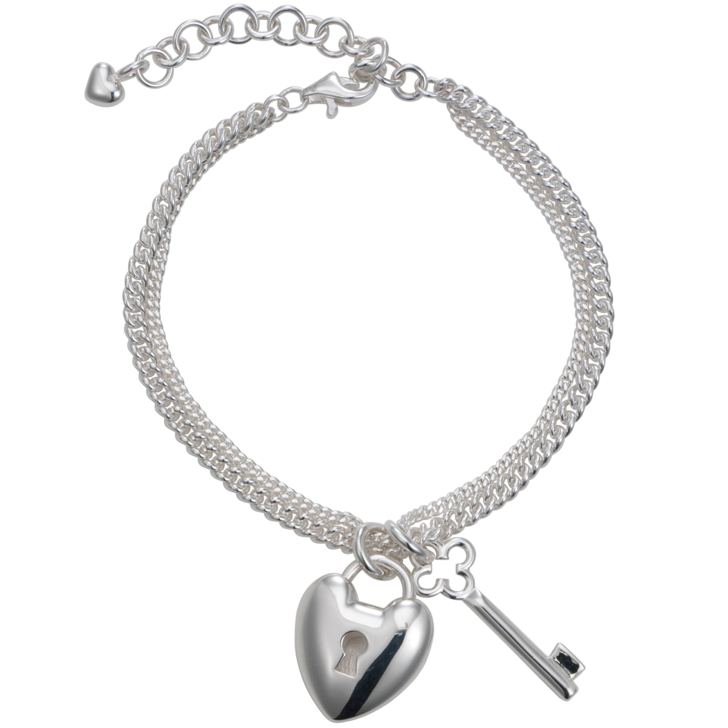 Dinny Hall Heart Padlock & Key Sterling Silver Bracelet at John Lewis