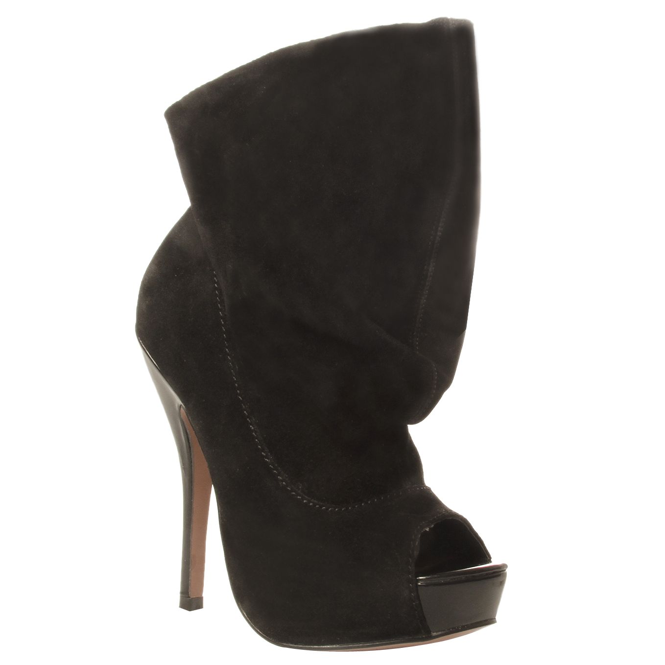 KG by Kurt Geiger Sogo Suede Slouchy Cuff Boots, Black at John Lewis