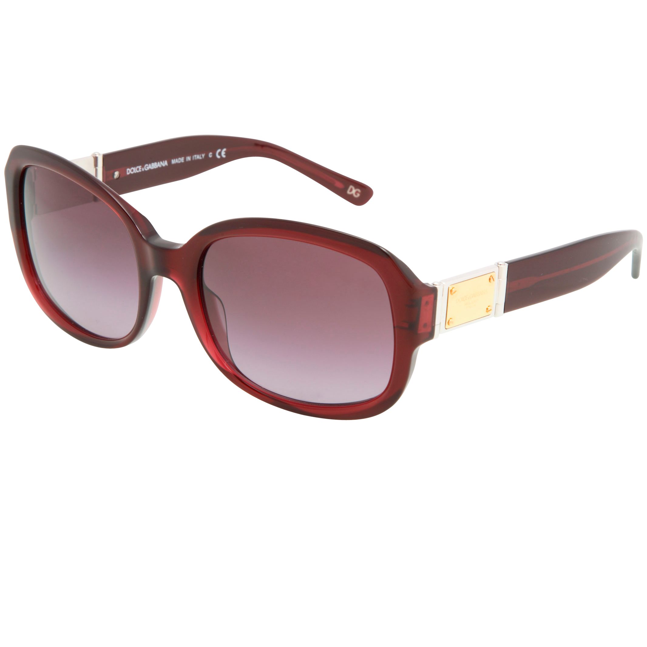 Dolce & Gabbana Women's Medium Rectangle Acetate Sunglasses, Dark Wine at John Lewis