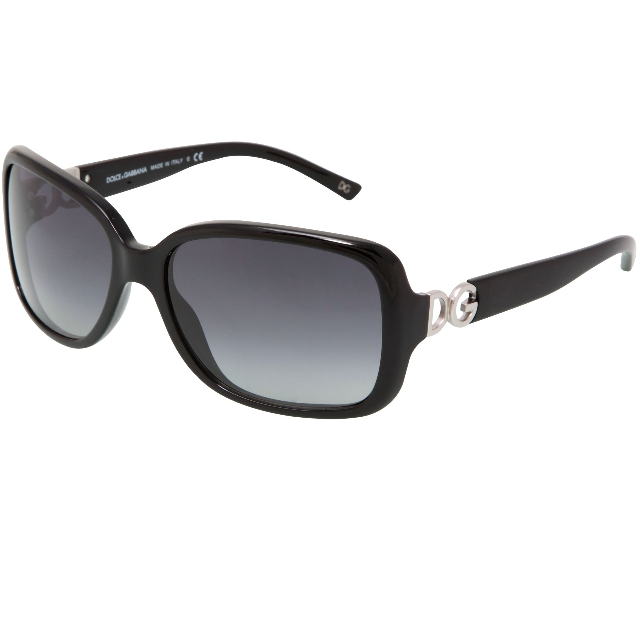 Dolce & Gabbana Women's Medium Square Acetate Simple D&G Logo Sunglasses, Black at John Lewis