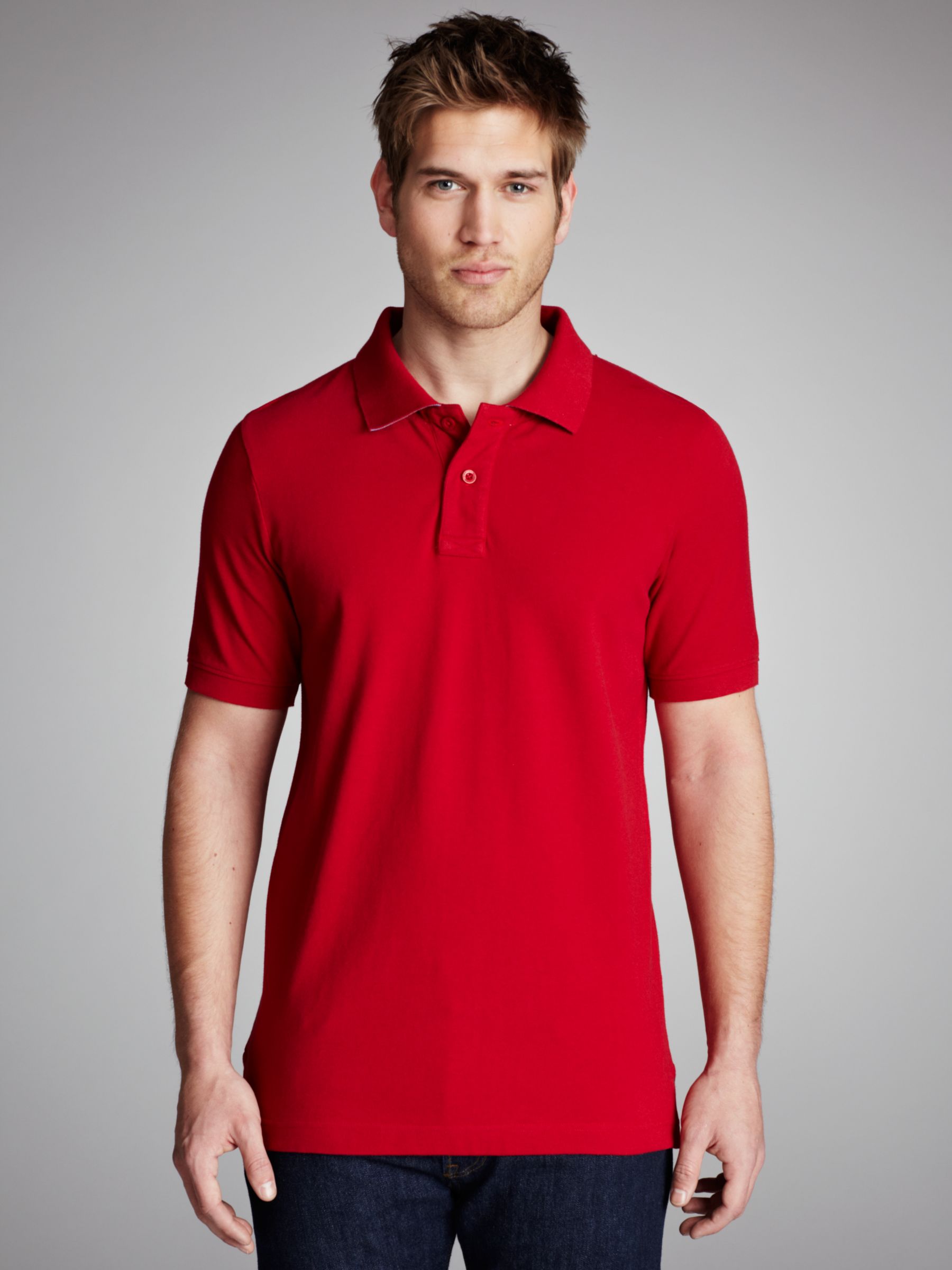 John Lewis Men Organic Cotton Piqu&eacute; Polo Shirt, Red