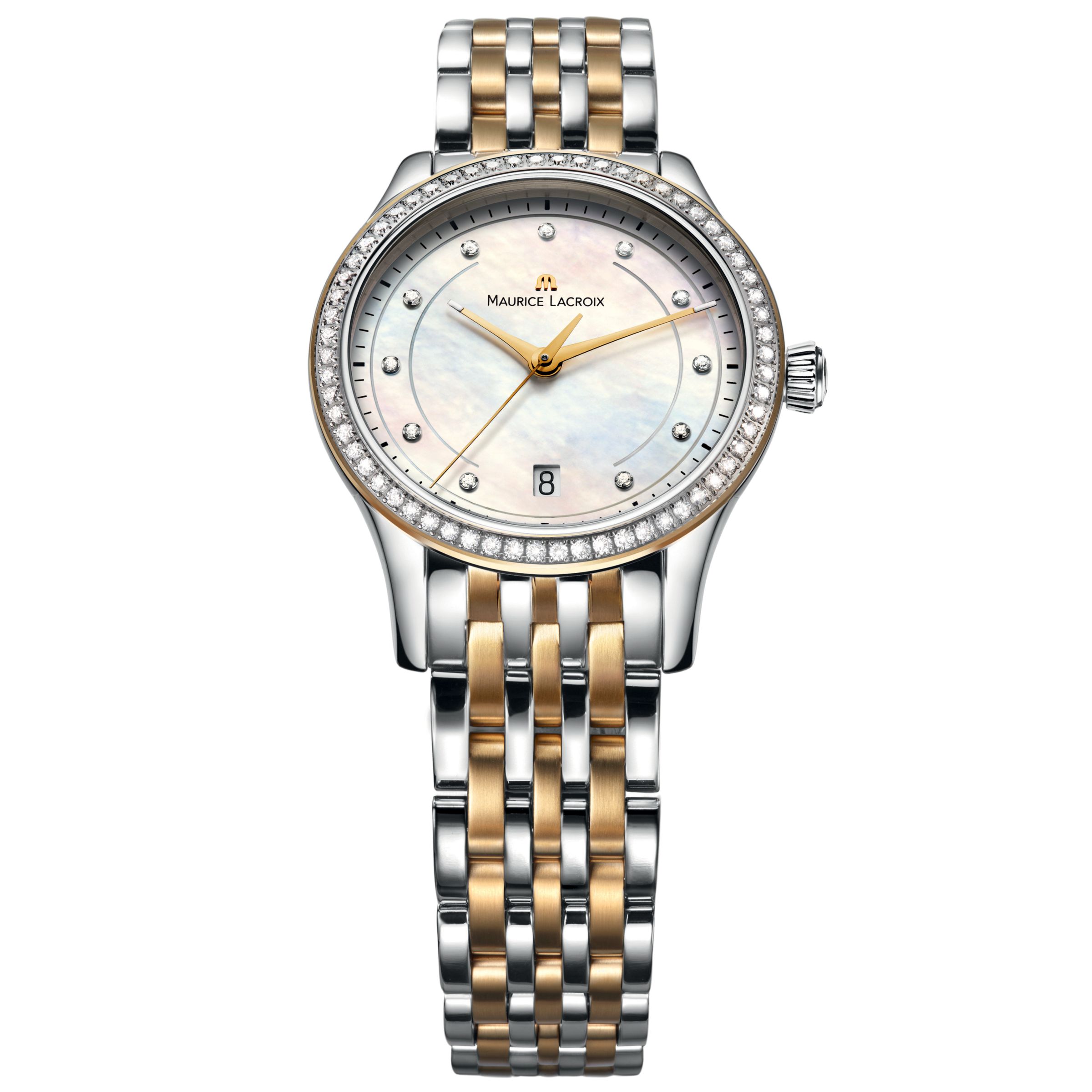 Maurice Lacroix LC1026-PVY23-170 Womens Round Dial with Diamonds Steel and Yellow PVD Bracelet Watch