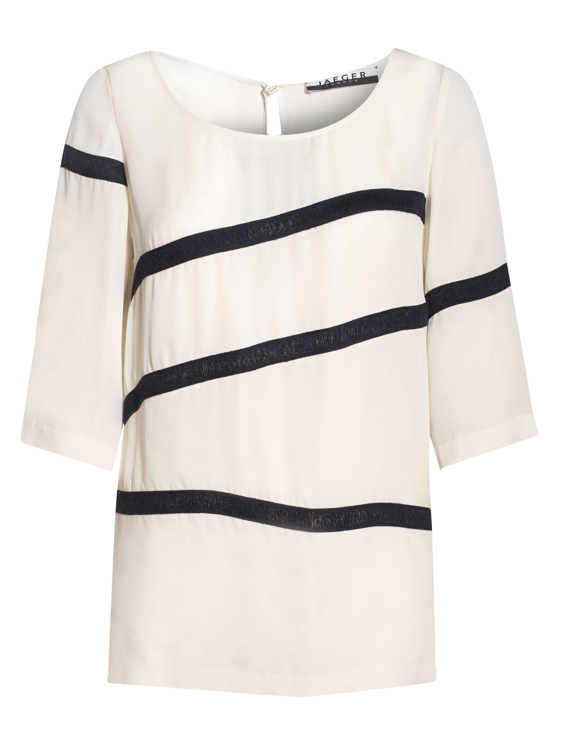 Jaeger Ladder Stripe Silk Blouse, Ivory