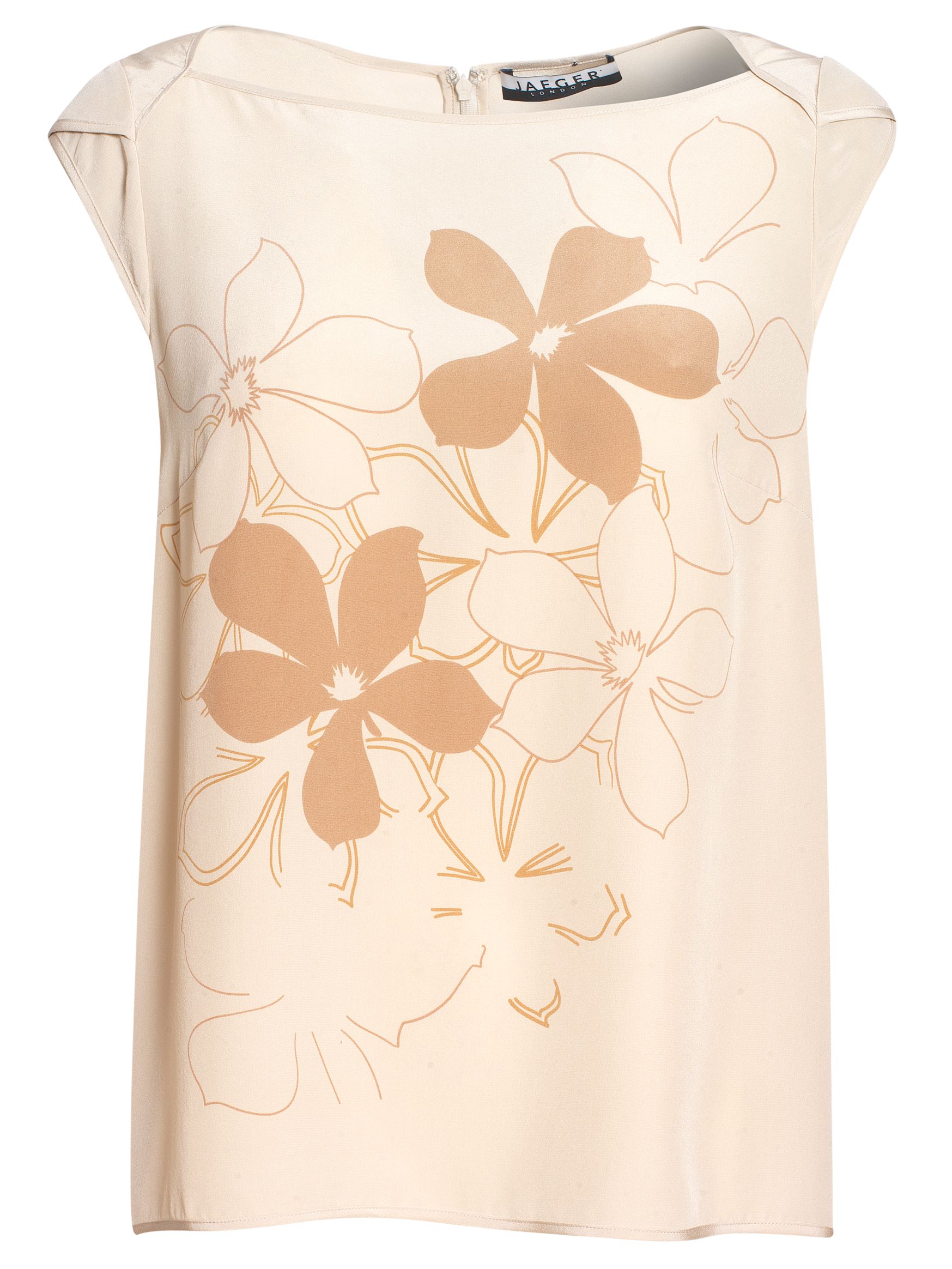 Flower Print Silk Blouse, Champagne