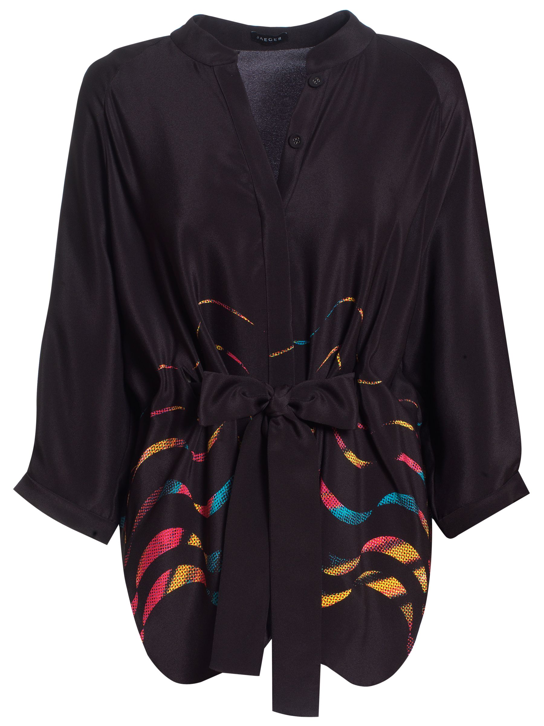 Jaeger Wave Print Blouse, Black at JohnLewis