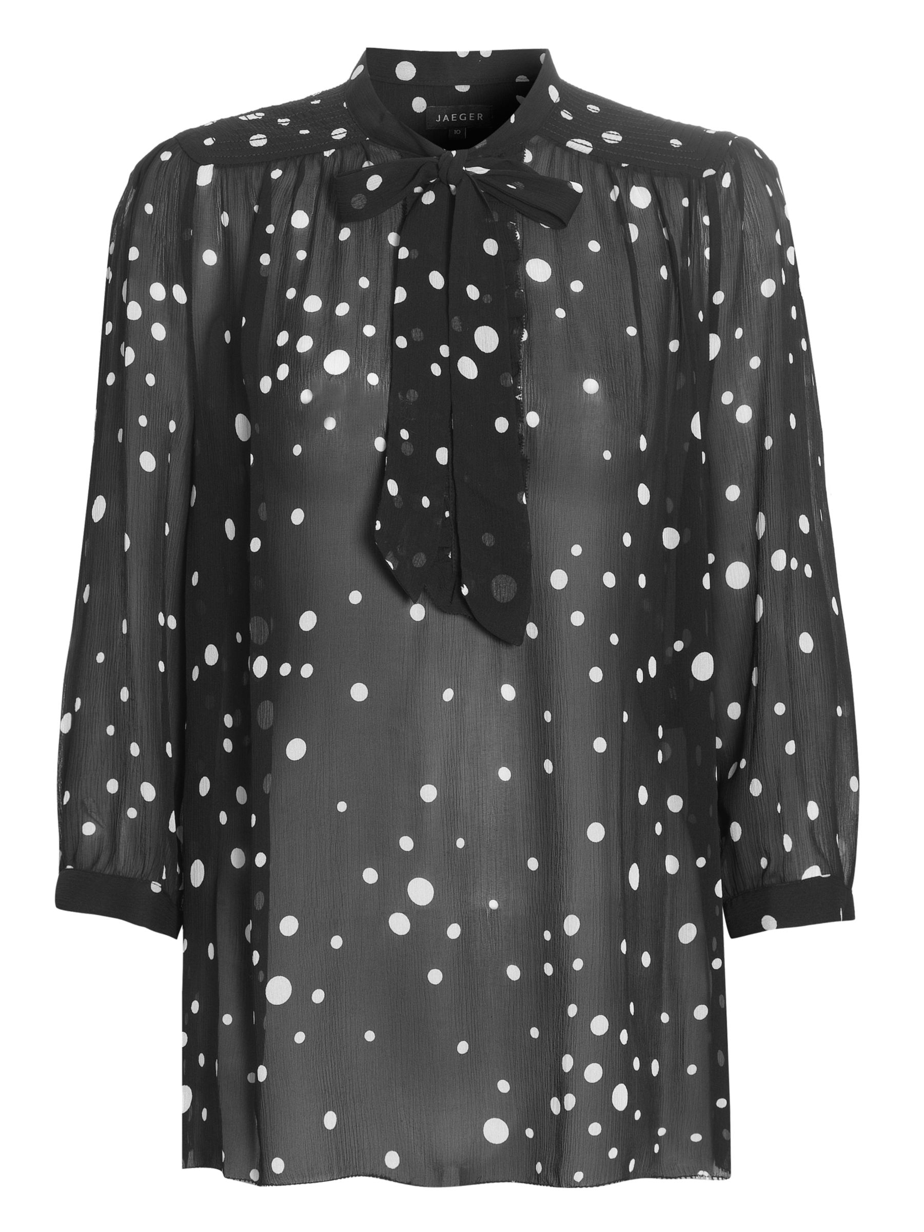 3/4 Sleeve Spot Blouse, Black