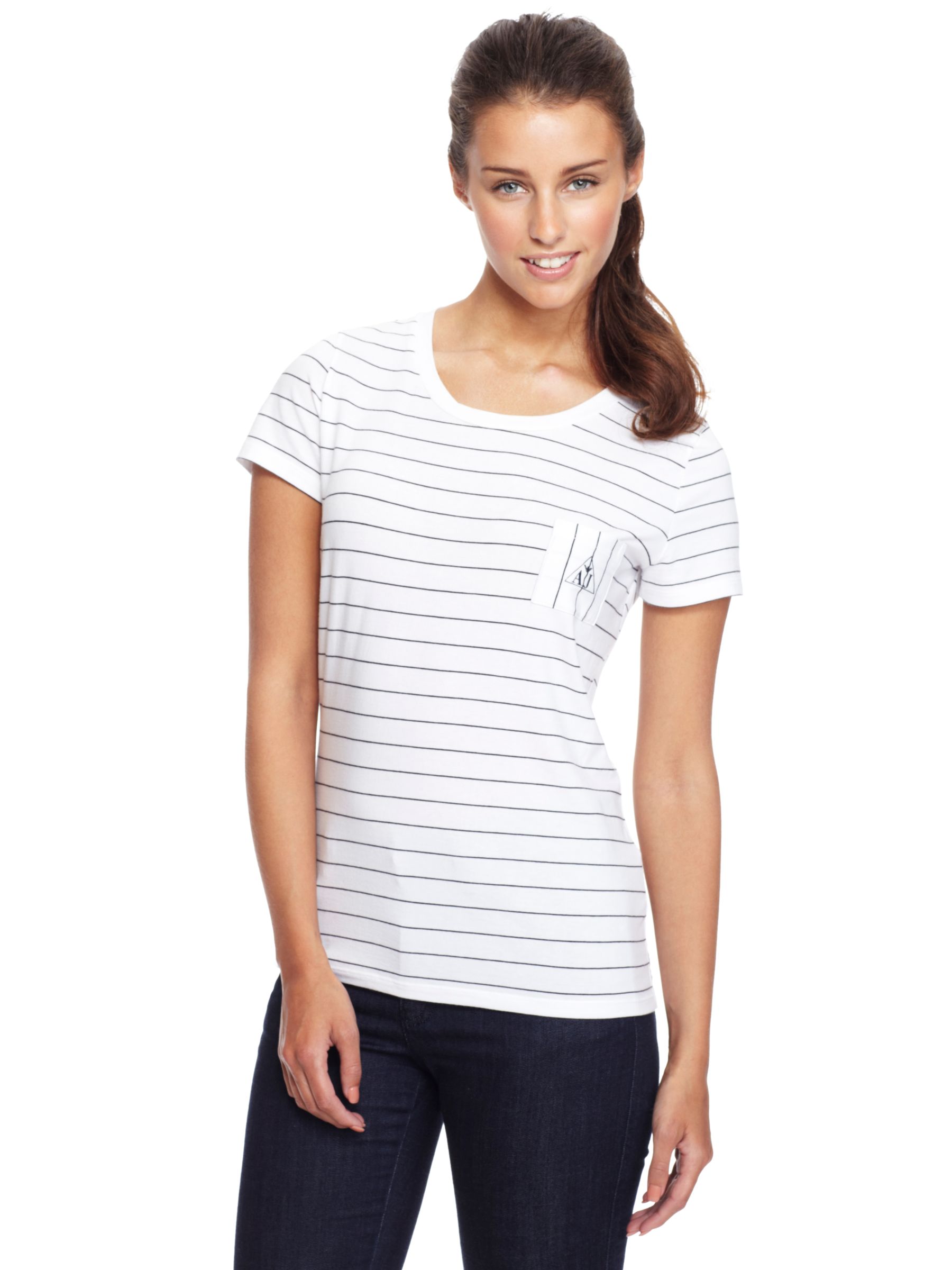 Armani Jeans Stretch Cotton Stripe T-Shirt, White