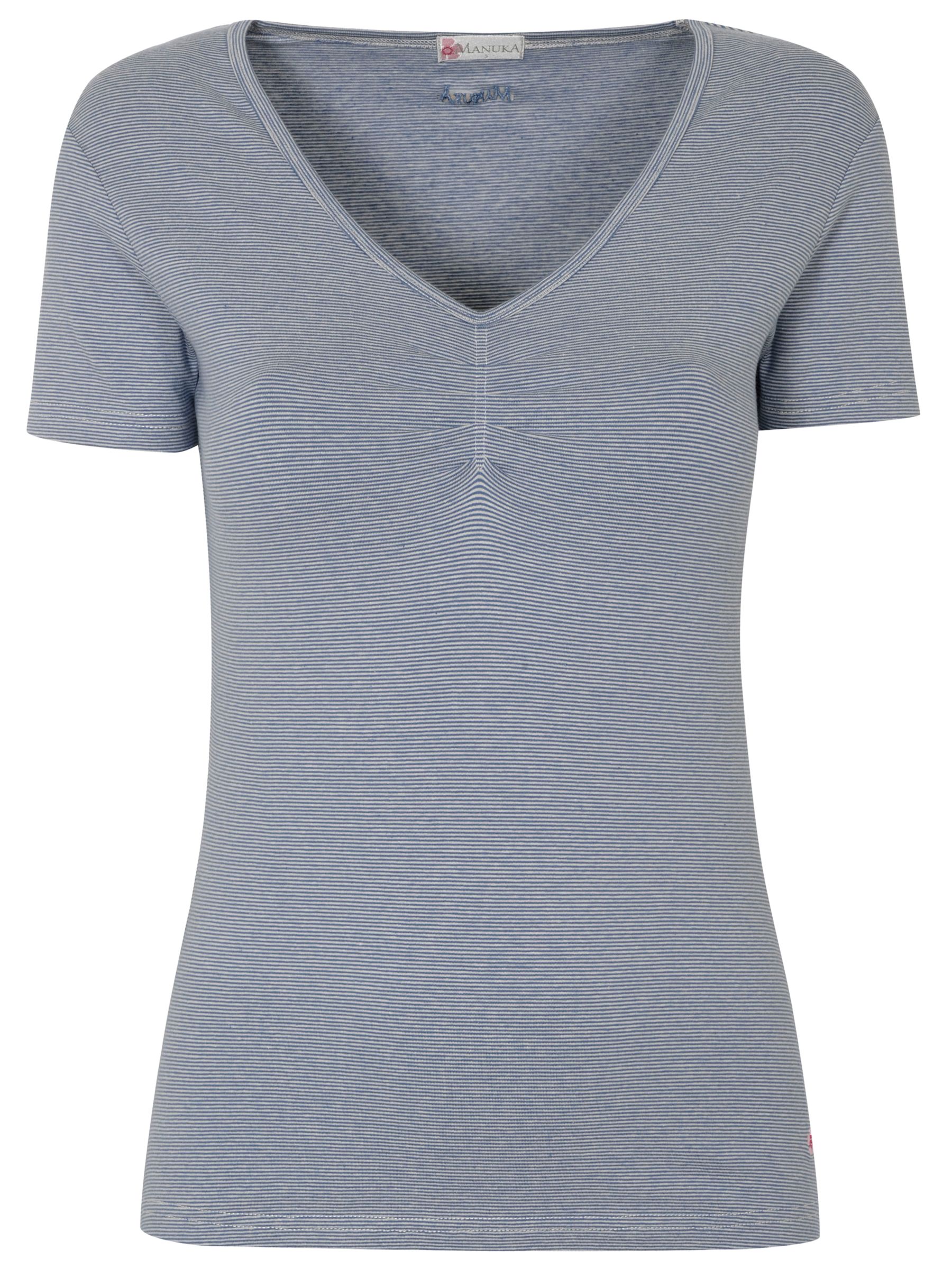 Manuka Pleated Yoga T-Shirt, Blue/white