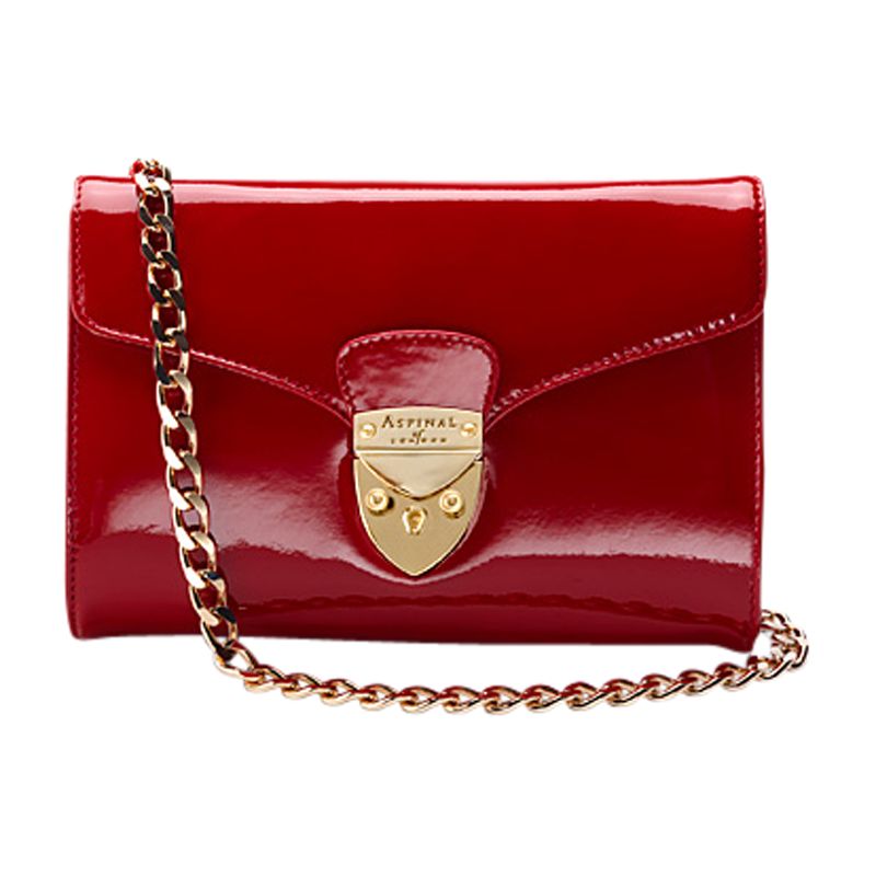 Aspinal of London Manhattan Chain Clutch Handbag, Red at JohnLewis