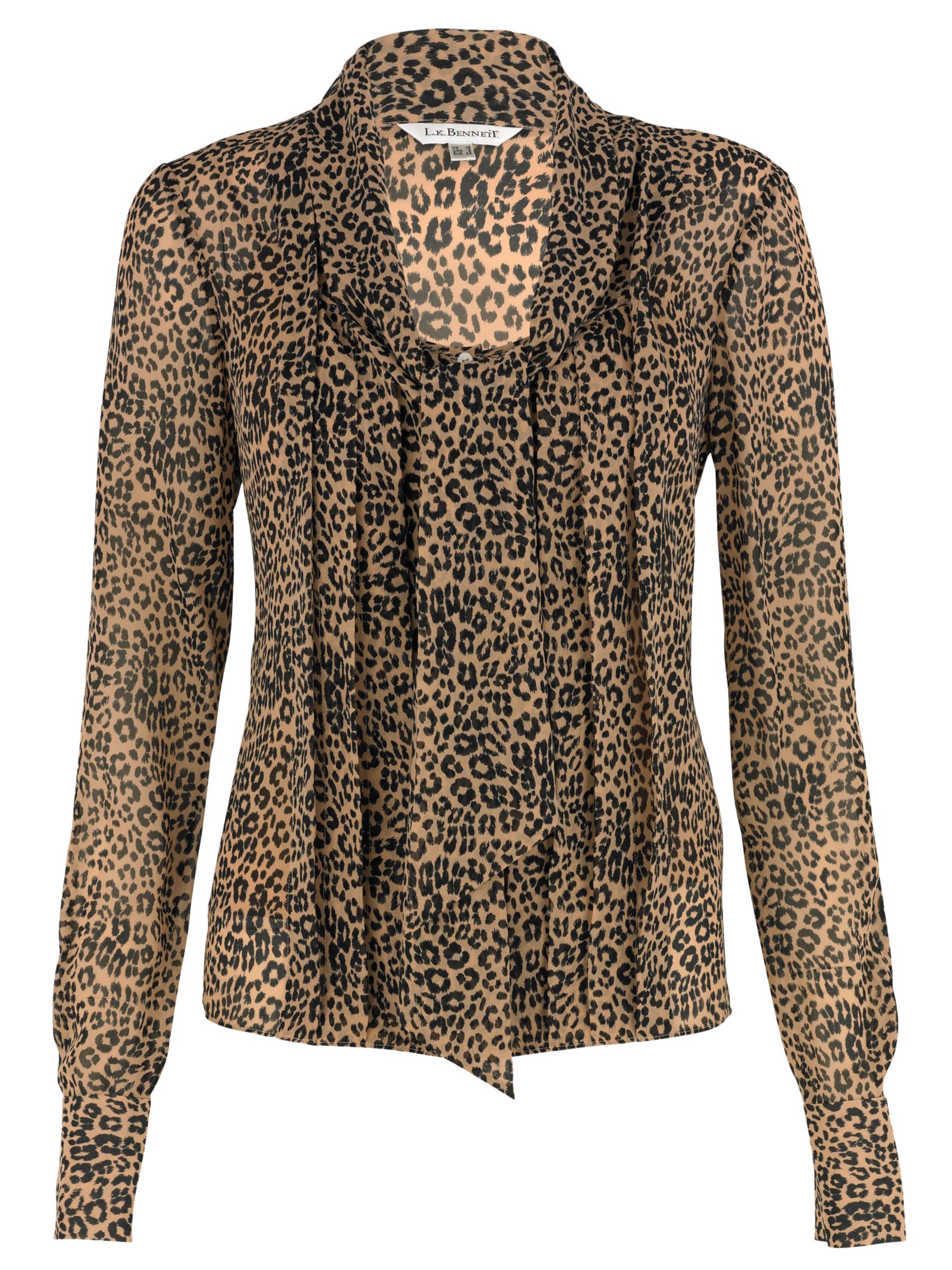 L.K. Bennett Rosetta Jaguar Print Blouse, Caramel