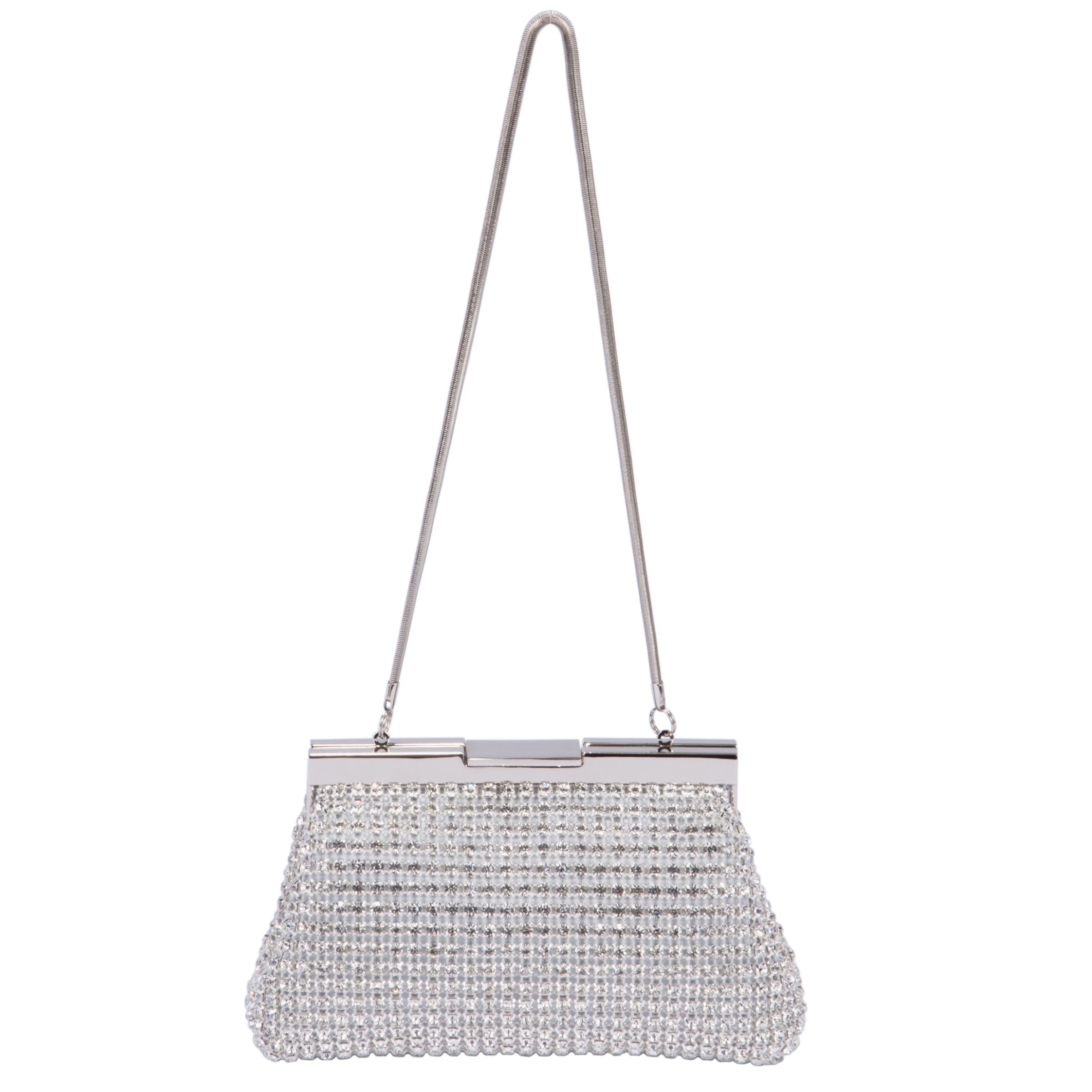 L.K. Bennett Lucia Mini Crystal Clutch Bag, Metallic Silver at John Lewis