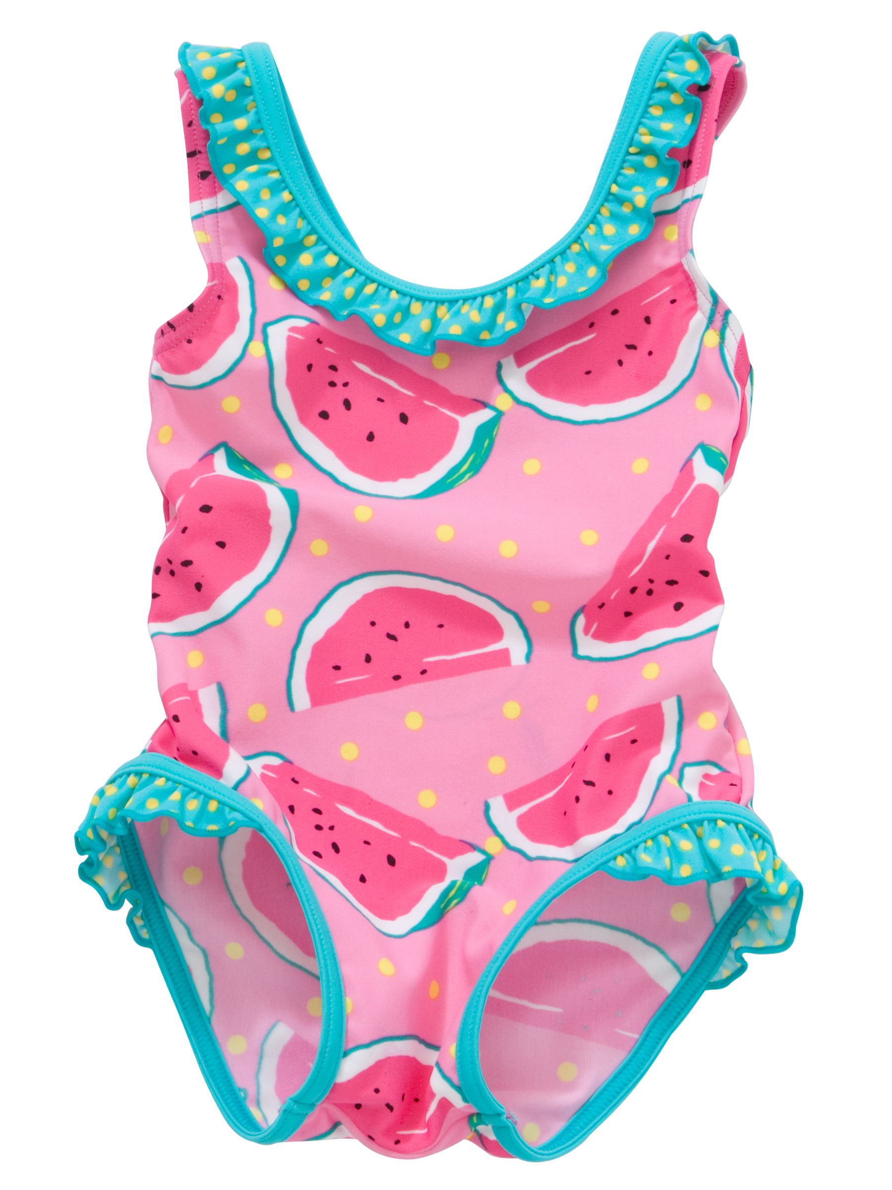 John Lewis Girl Watermelon Print Swimsuit, Pink
