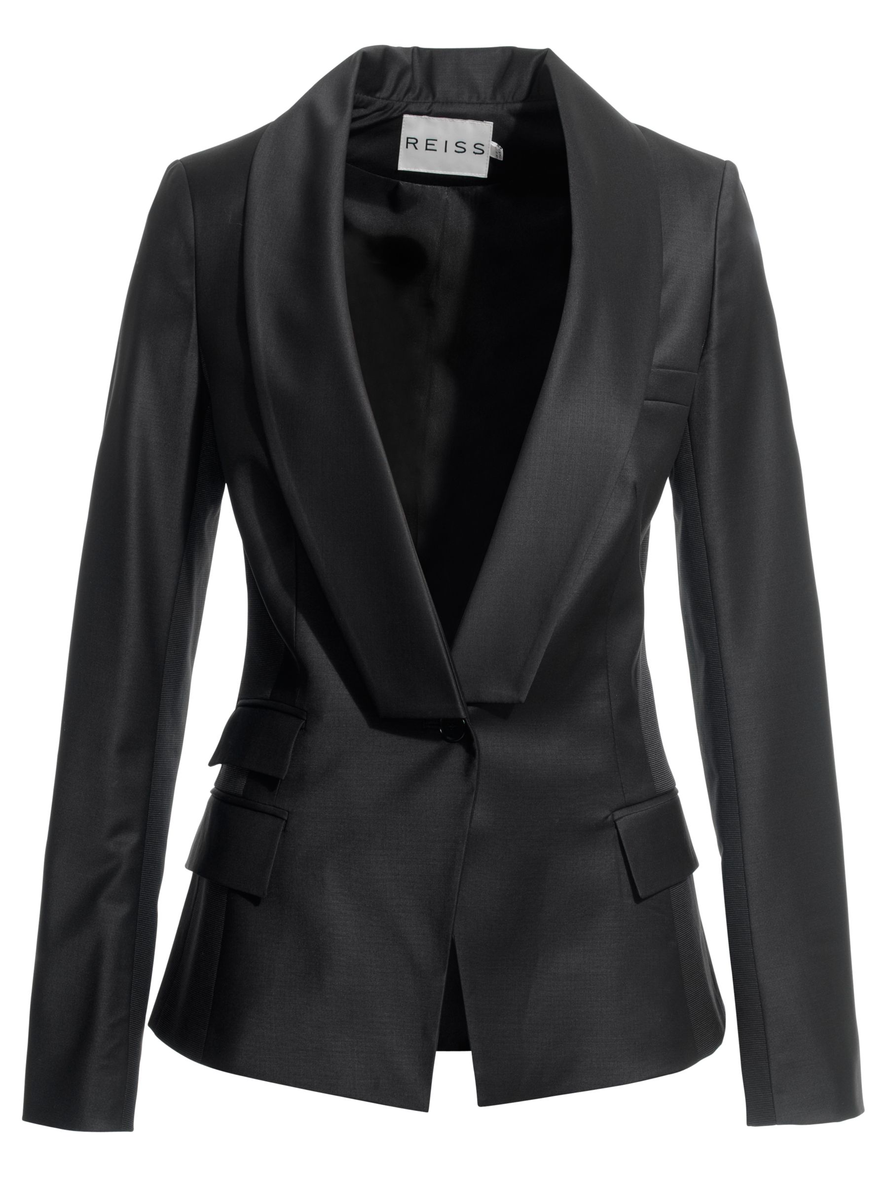 Reiss Siren Tailored Tuxedo Jacket, Black at JohnLewis