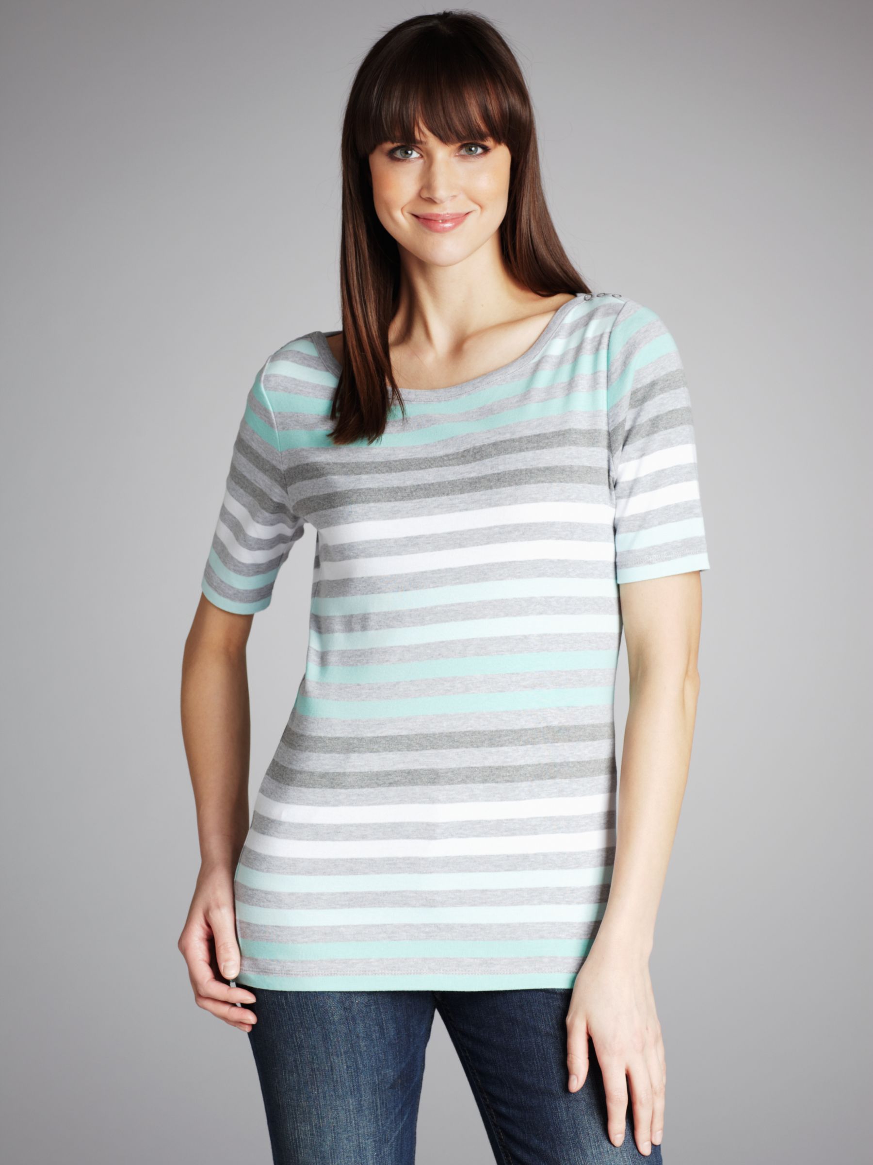 Betty Barclay Stripe Half Sleeve Cotton T-Shirt,