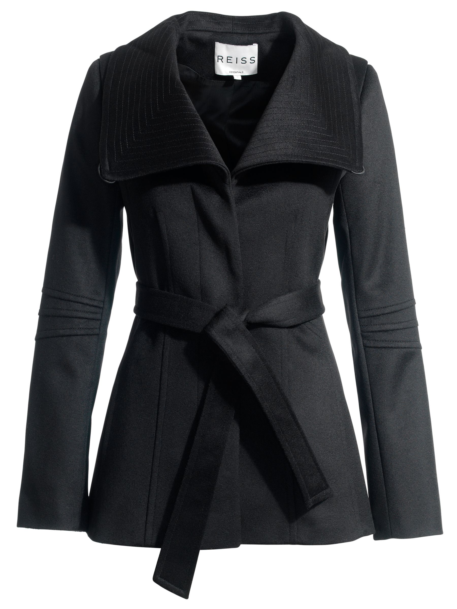 Reiss Casper Wrap Collar Jacket, Black at John Lewis